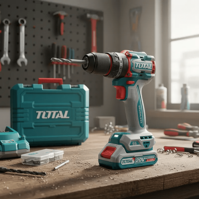 Taladro percutor 66nm + 2 baterías 2ah industrial Total2