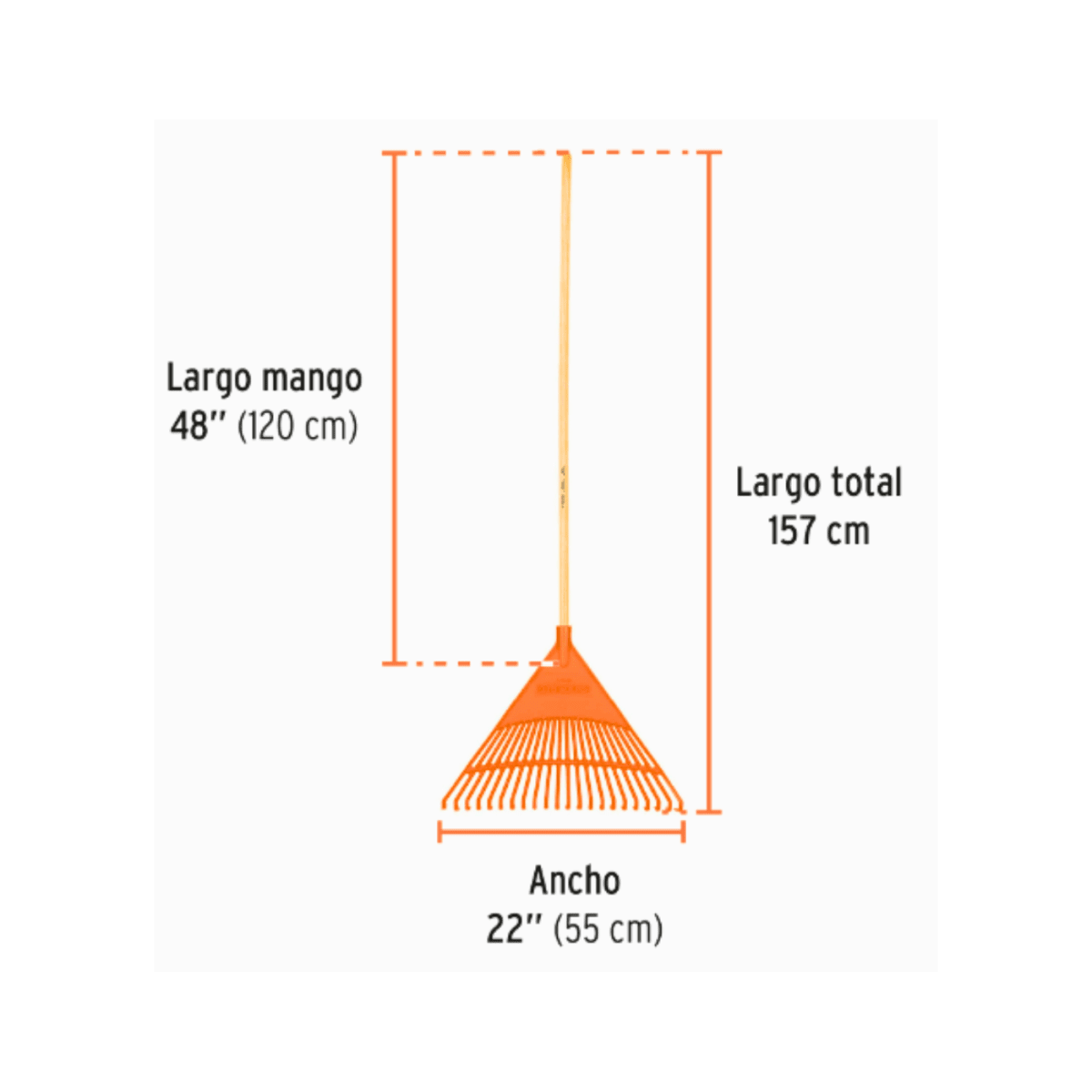 Escoba plástica rígida para jardín, 22 dientes3