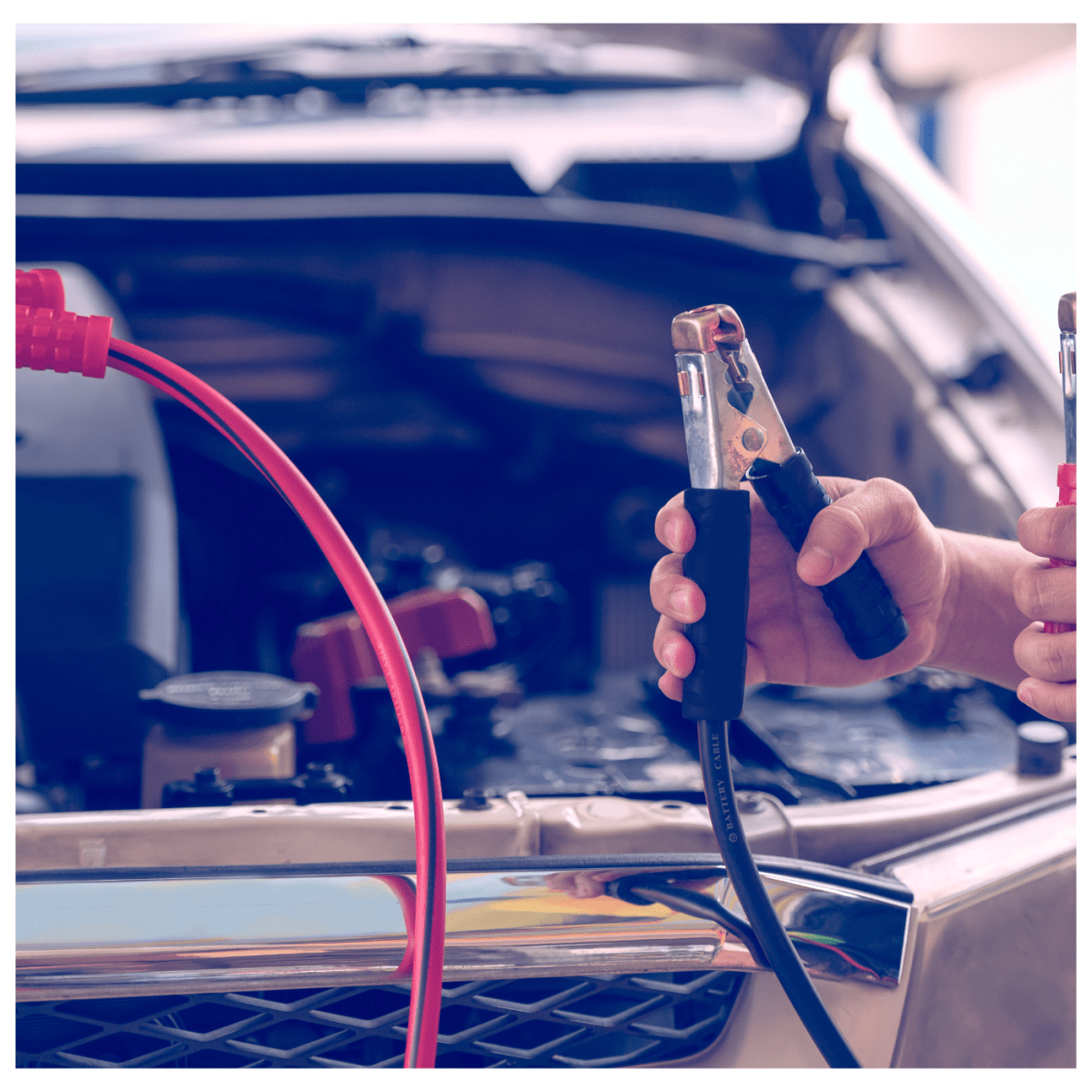 Caballete con 2 cocodrilos para cables pasa corriente, Pretul6