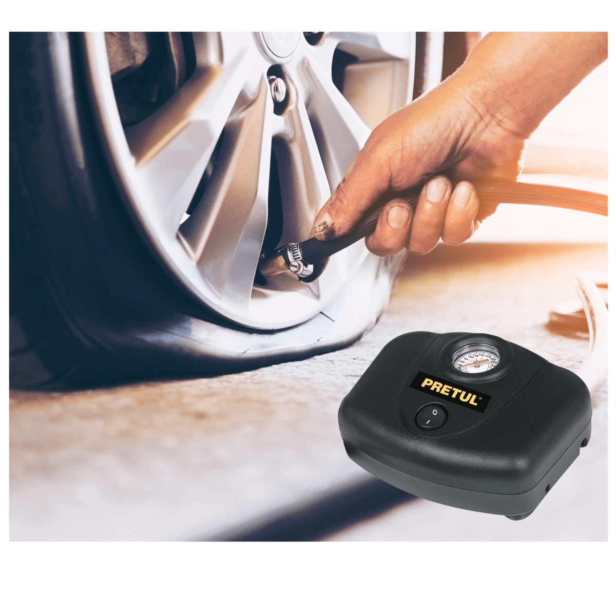 Inflador compresor de aire para auto 12 V Pretul2