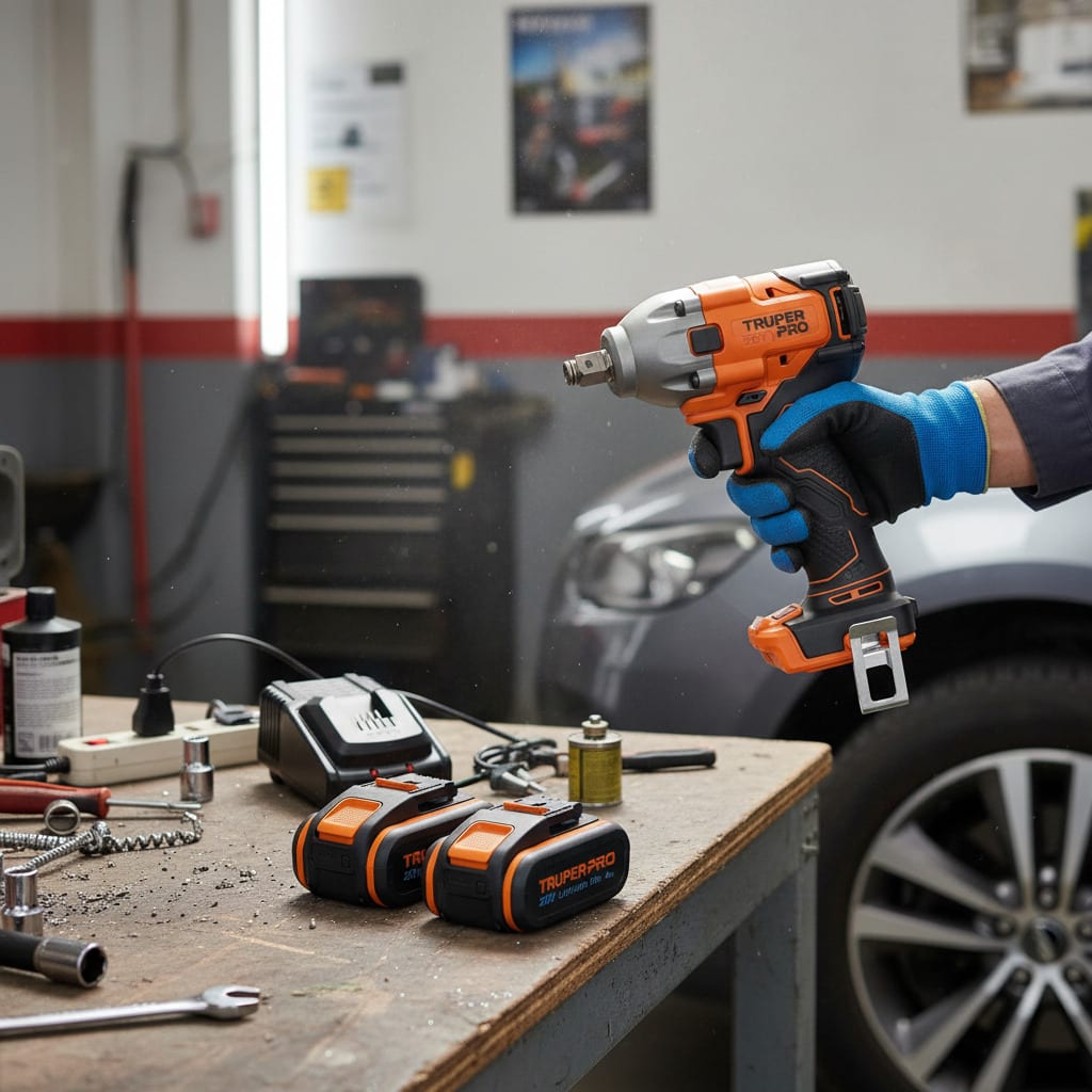 Llave de Impacto 20V + 2 Baterias 4Ah + Cargador Truper3