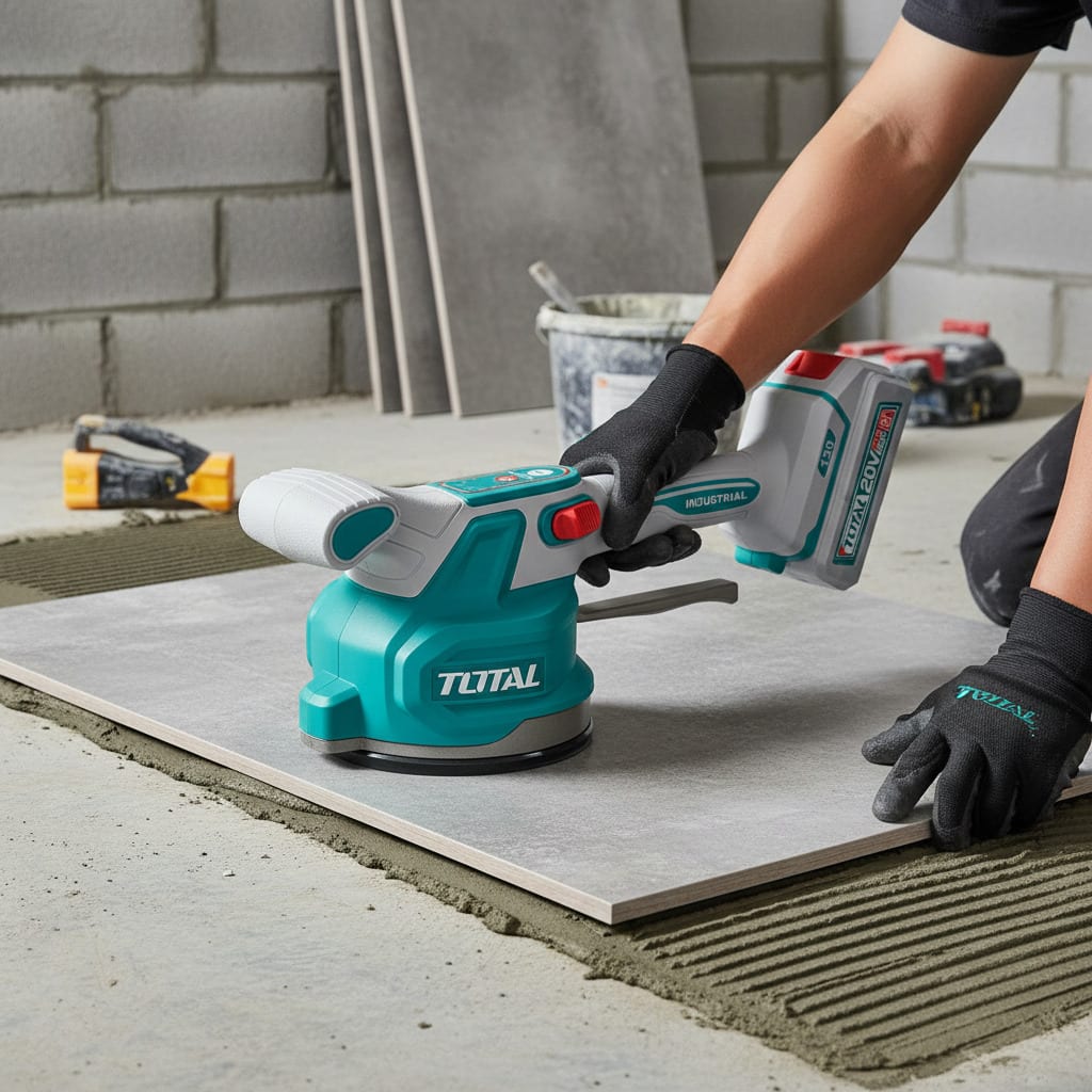 Ventosa vibrador soporta 60kg + rodillera + maletín 20v total8