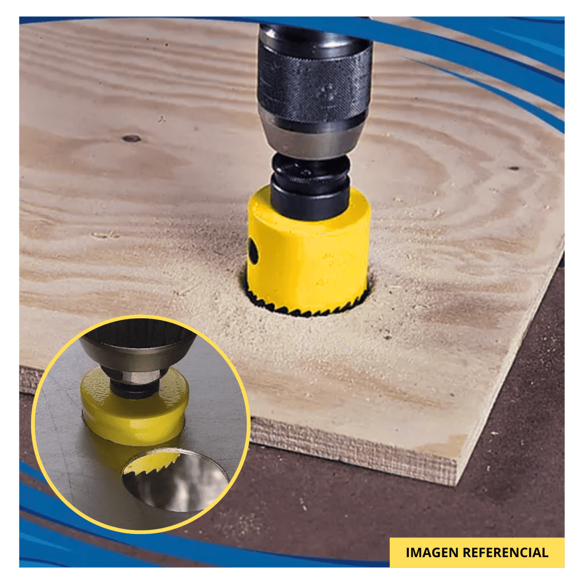 Juego de 4 sierras copa de acero al carbono y 1 guía Pretul4