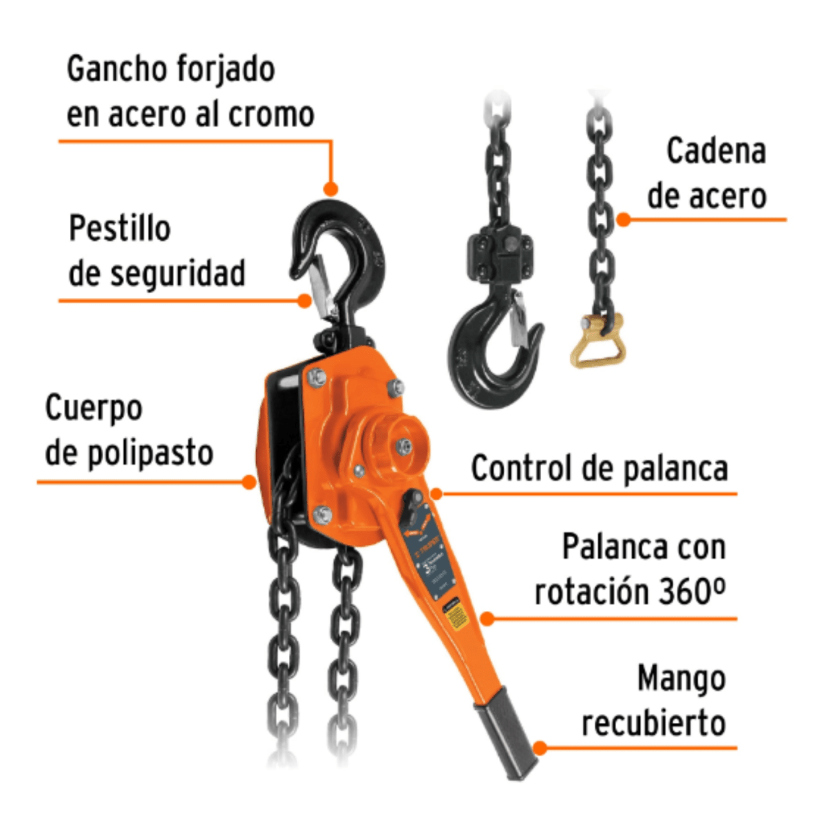 Tecle con ratchet de 3 toneladas truper2