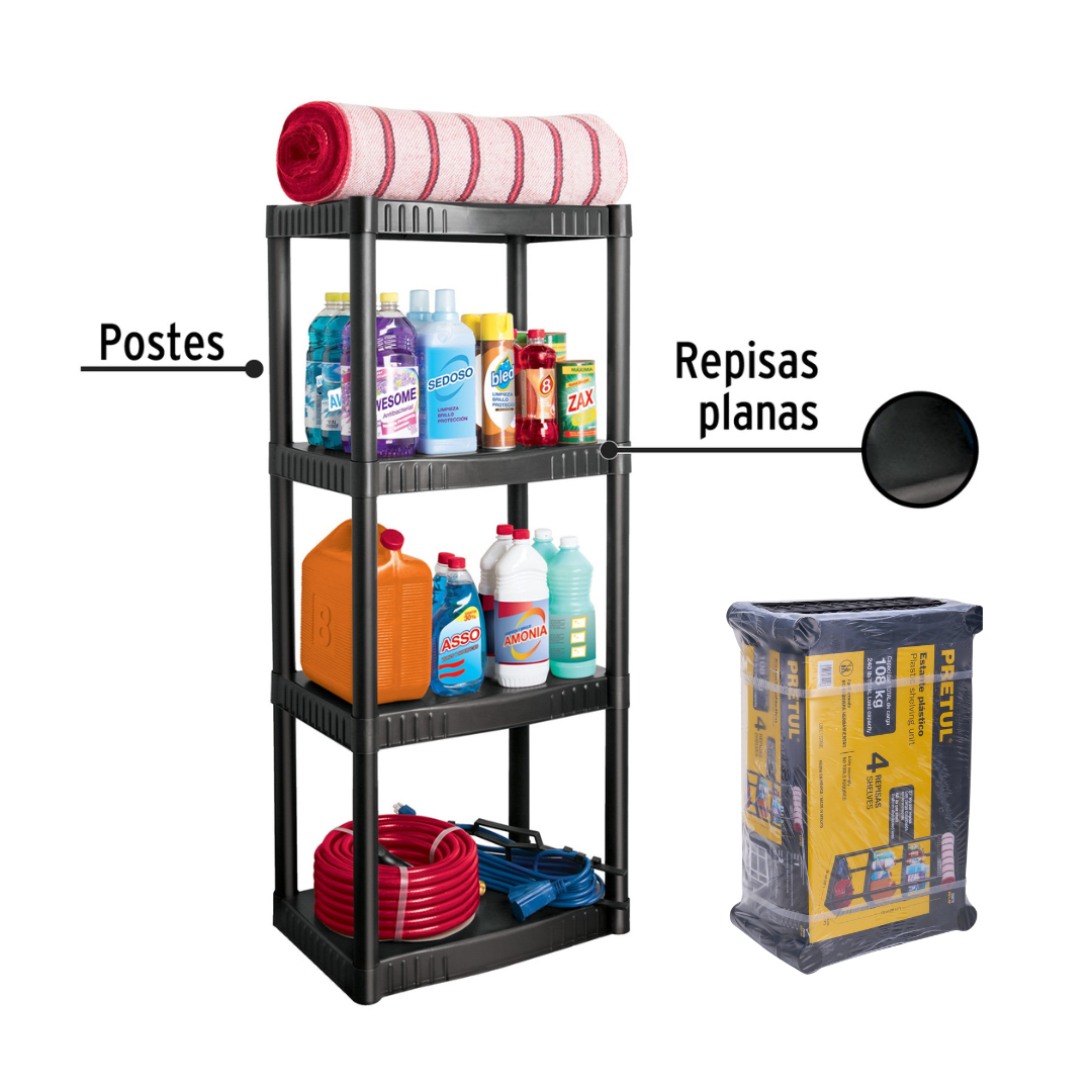 Combo 2 Estantes plástico con 4 repisas Pretul4