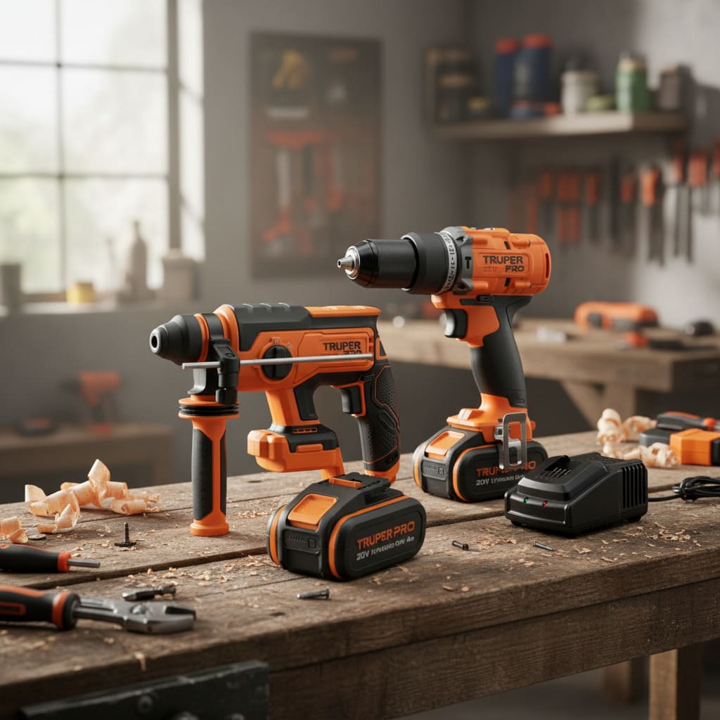 Combo Rotomartillo + Taladro Percutor + 1bat 4ah Truper2