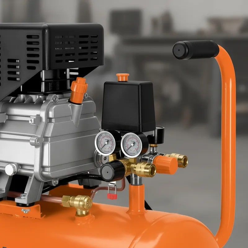 Combo compresora de 50L con manguera y pistola para pintar4