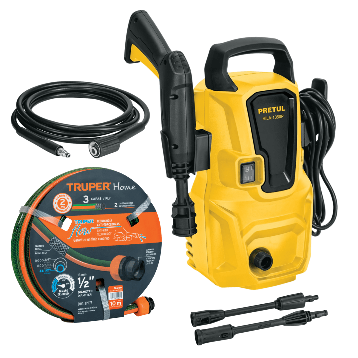HIDROLAVADORA ELECTRICA 1350PSI 1200W PRETUL + MANGUERA 10M TRUPER2
