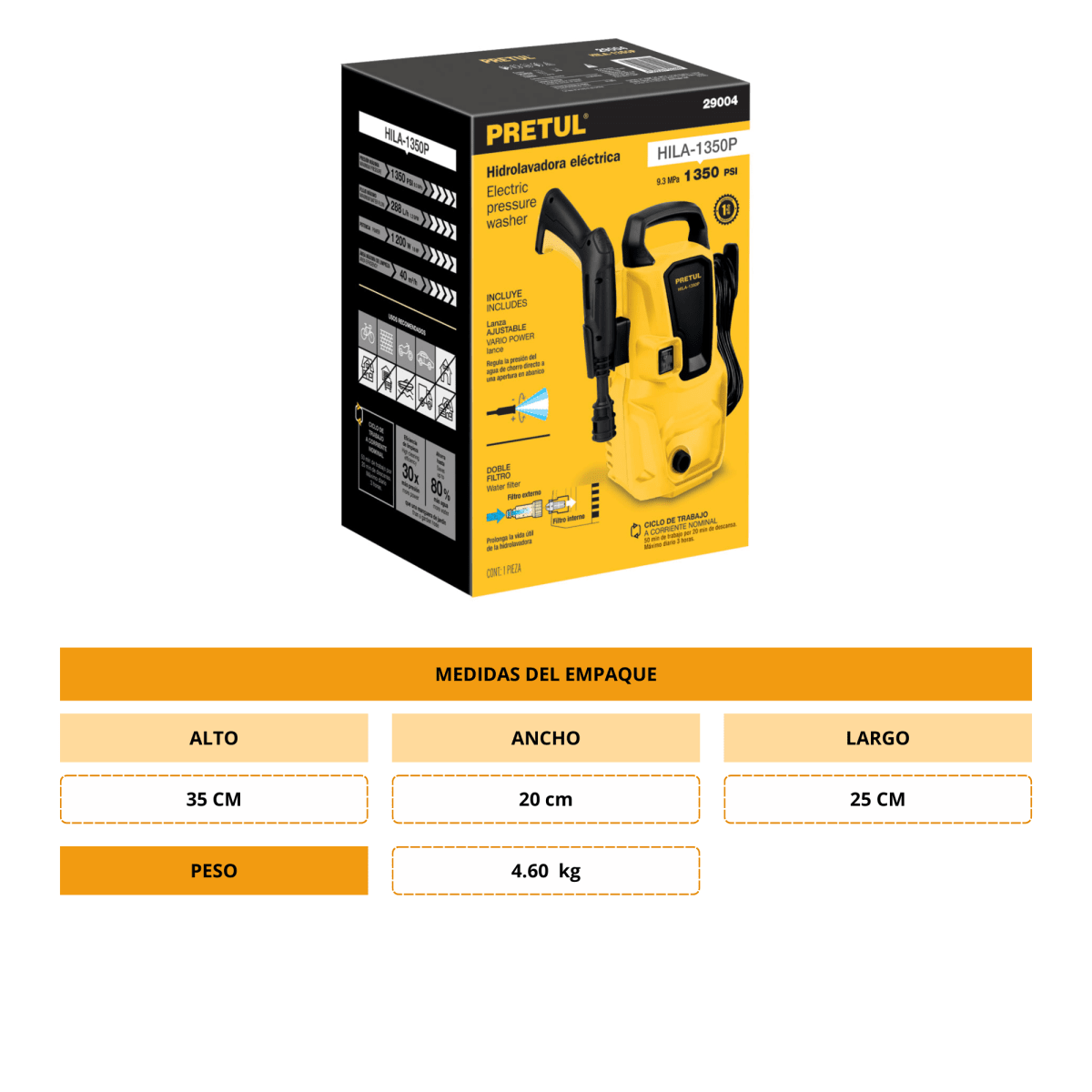 Hidrolavadora Electrica 1350PSI 1200W Pretul8