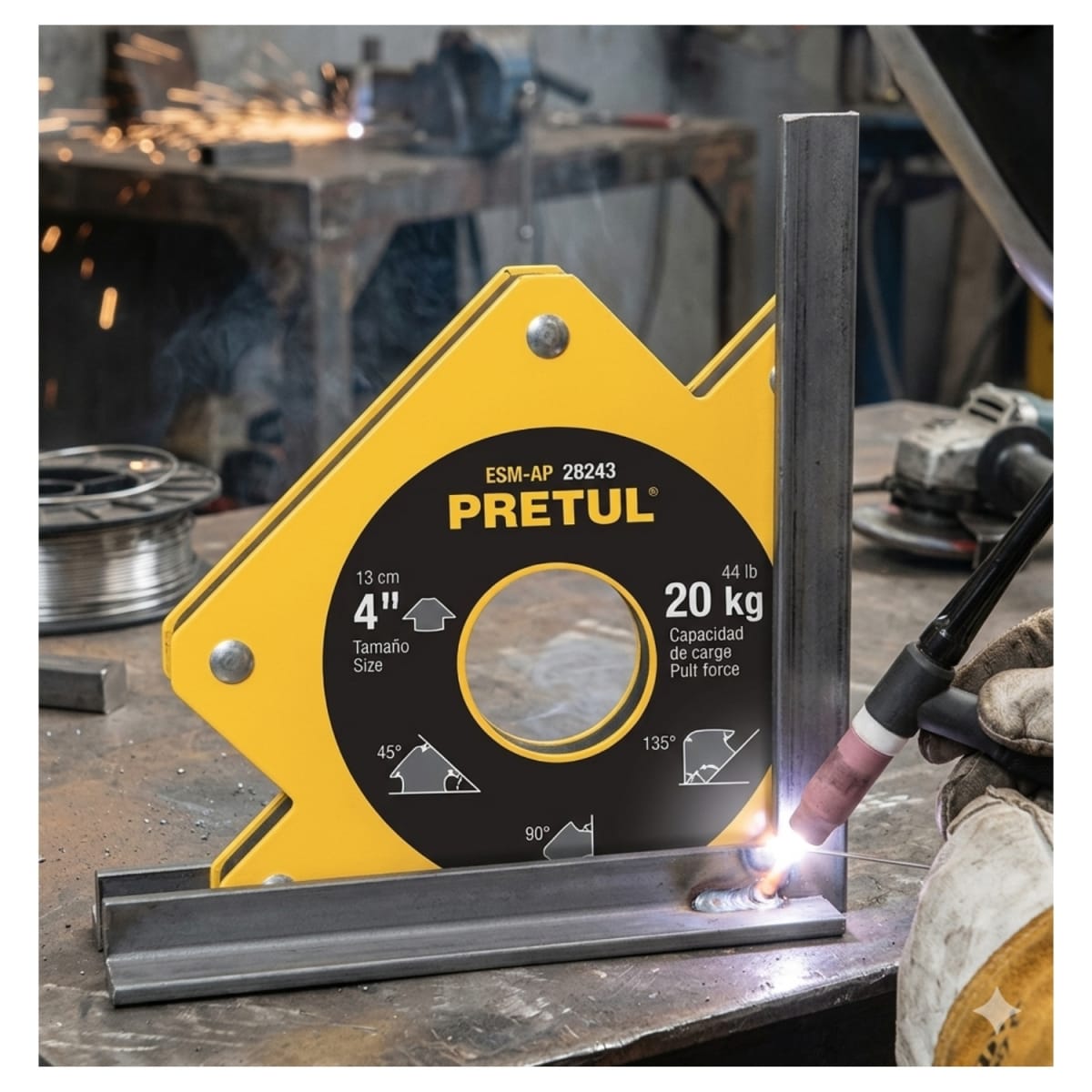 Escuadra magnética 4' para soldar, capacidad 19 kg, Pretul2