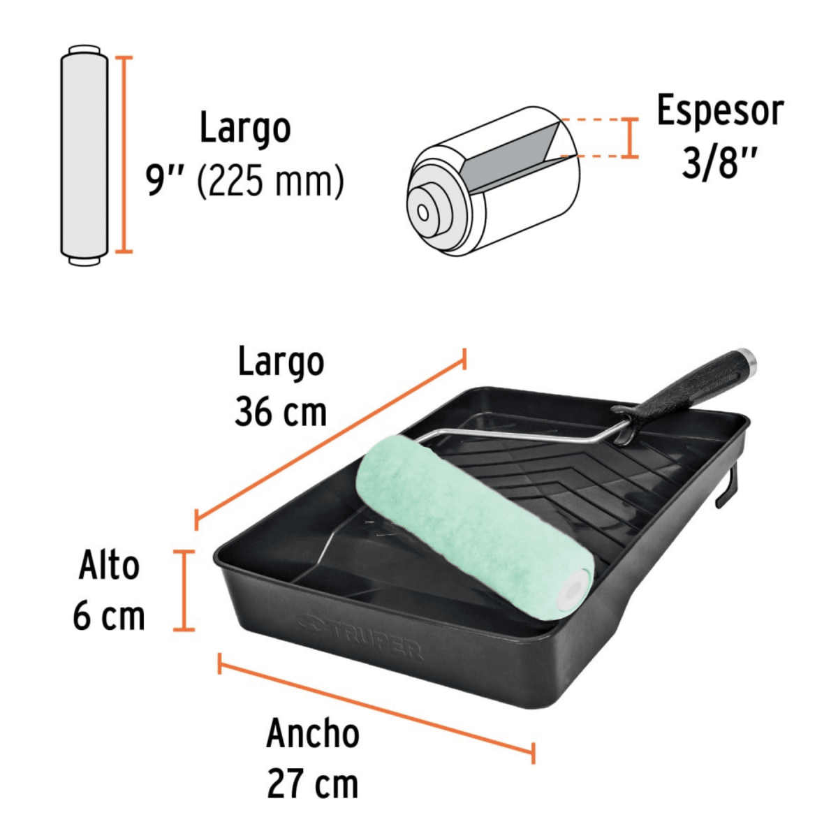 Combo Escalera Multiposicion 16 pasos + Rodillo y bandeja Truper6
