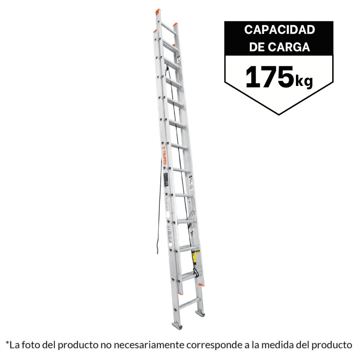 Escalera de extensión, tipo II, 20 peldaños, Truper1