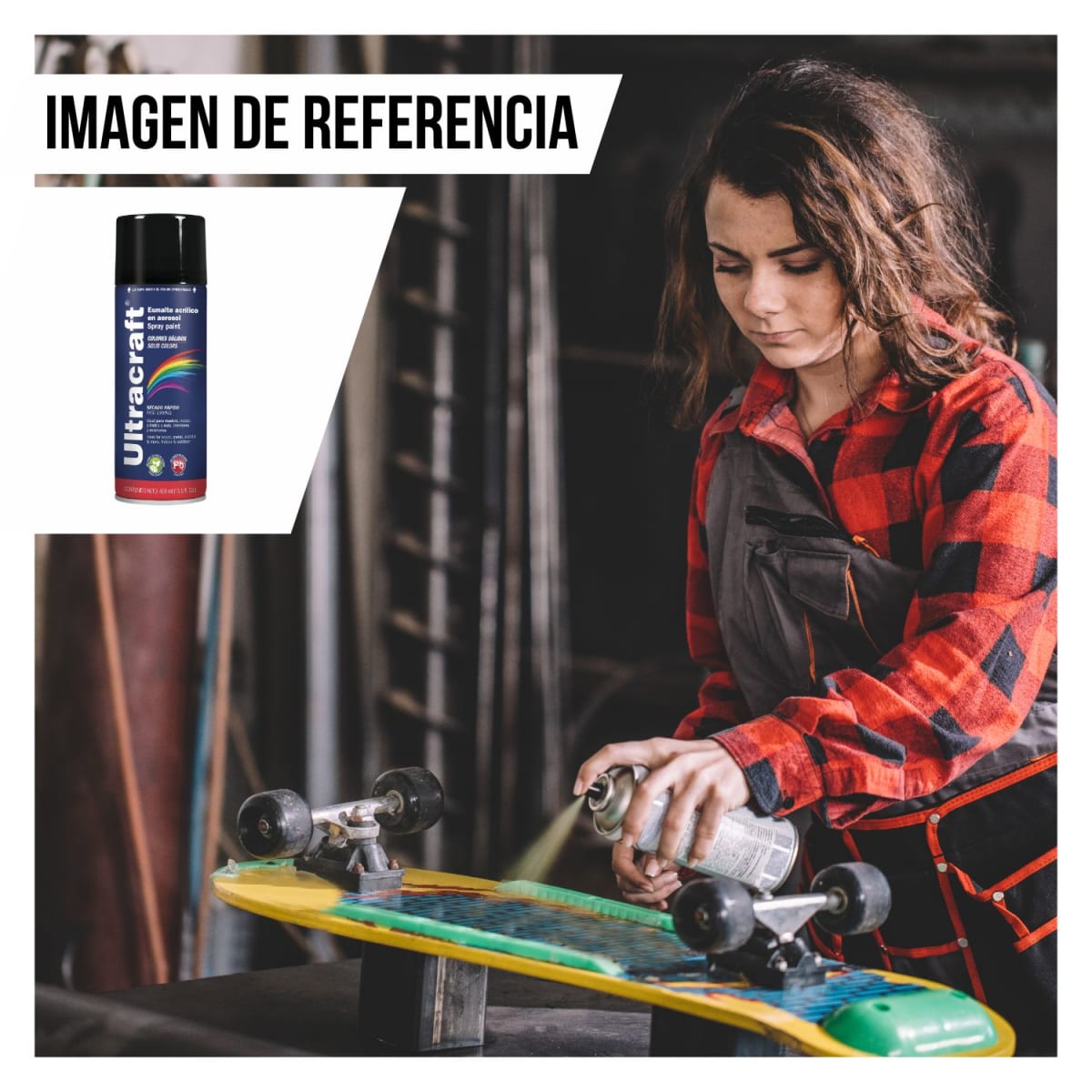 Pintura spray color NEGRO BRILLANTE x4 unidades ULTRACRAFT4