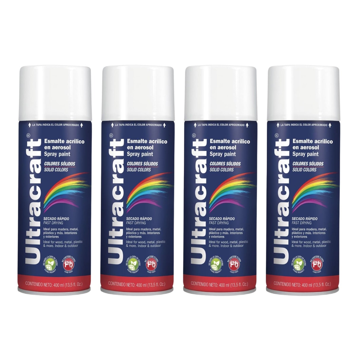 Pintura Spray Color Blanco Brillante x4 Unidades Ultracraft1