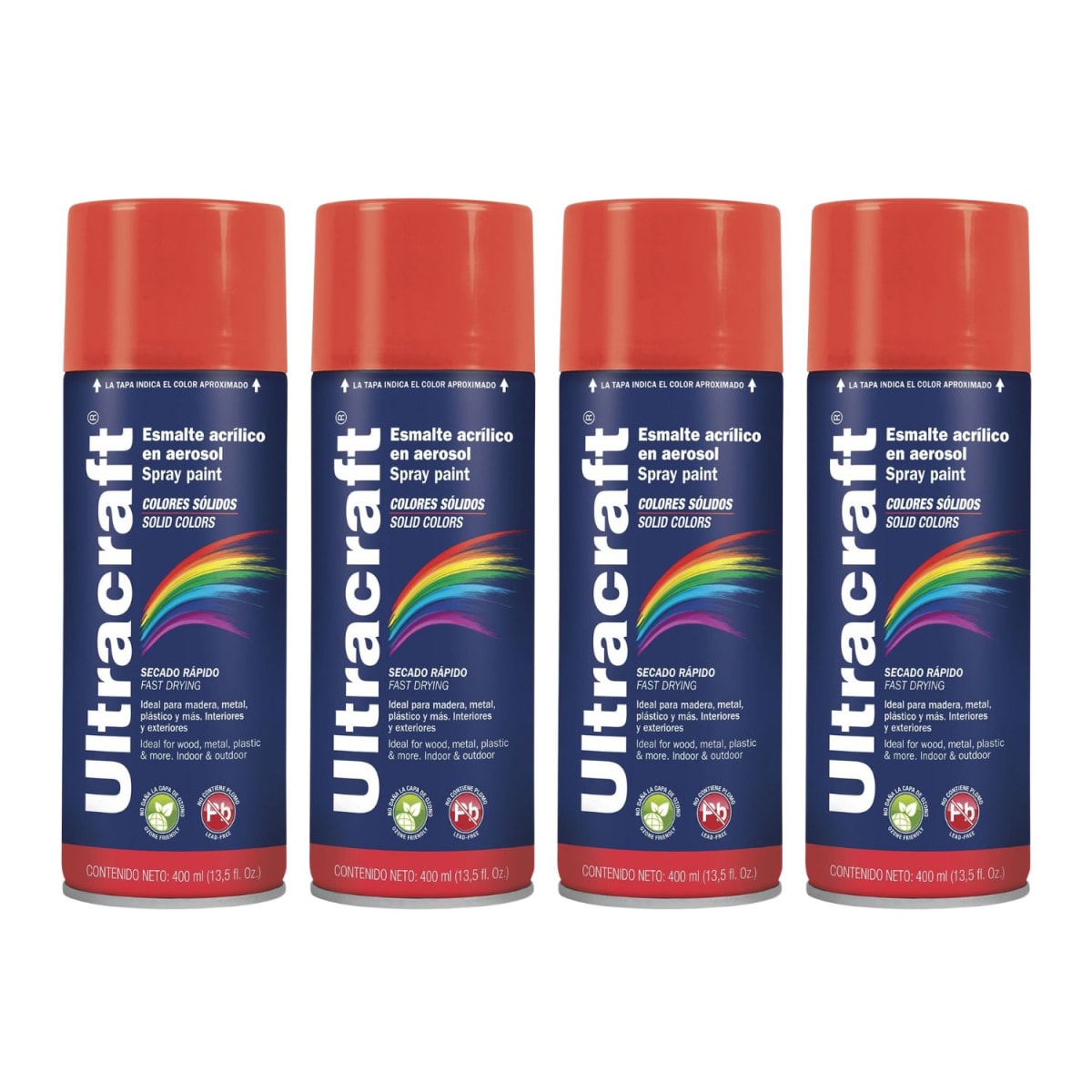 Pintura Spray Color Rojo Brillante x4 Unidades Ultracraft1