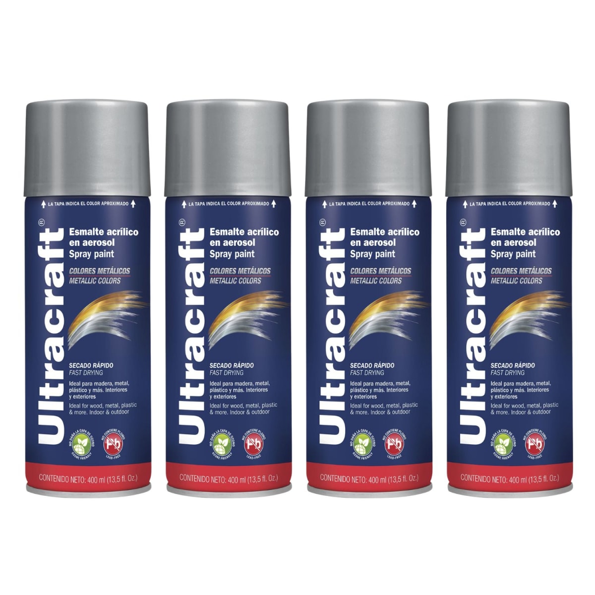 Pintura Spray Color Cromo Premium x4 Unidades Ultracraft1