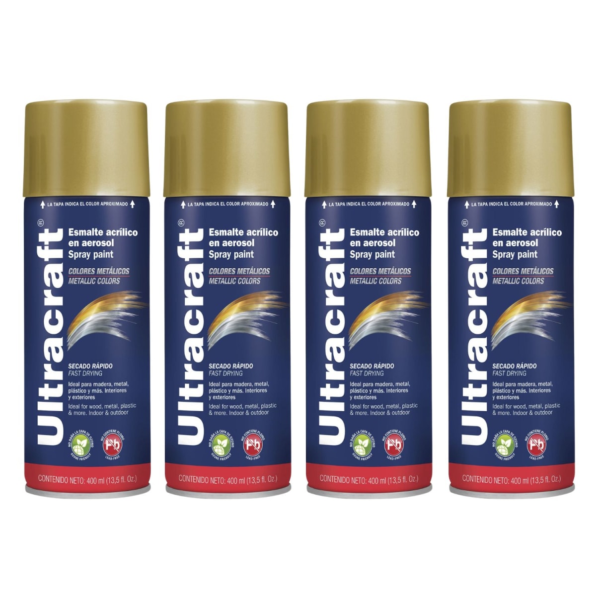 Pintura Spray Color Oro Premium x4 Unidades Ultracraft1