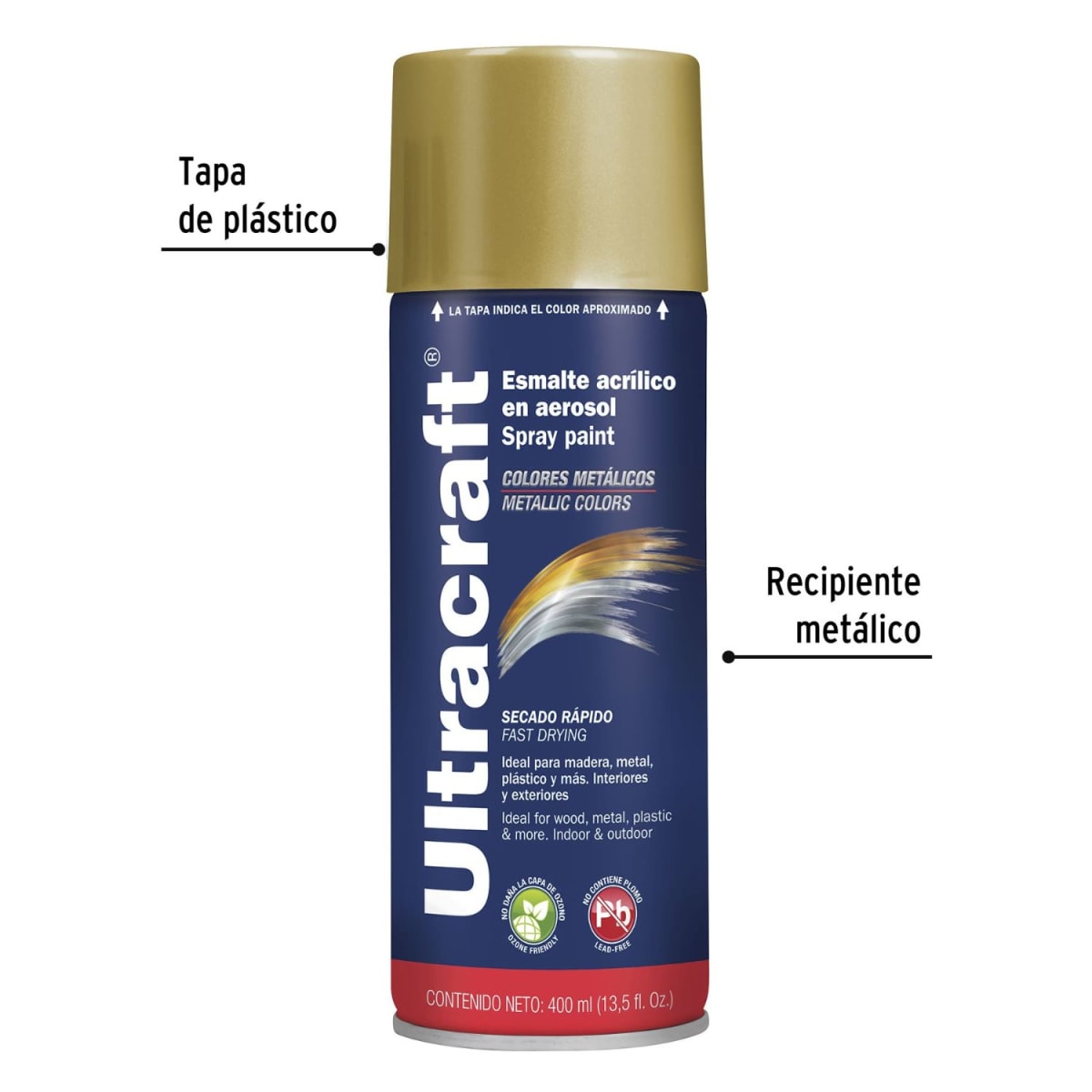 Pintura Spray Color Oro Premium x4 Unidades Ultracraft4