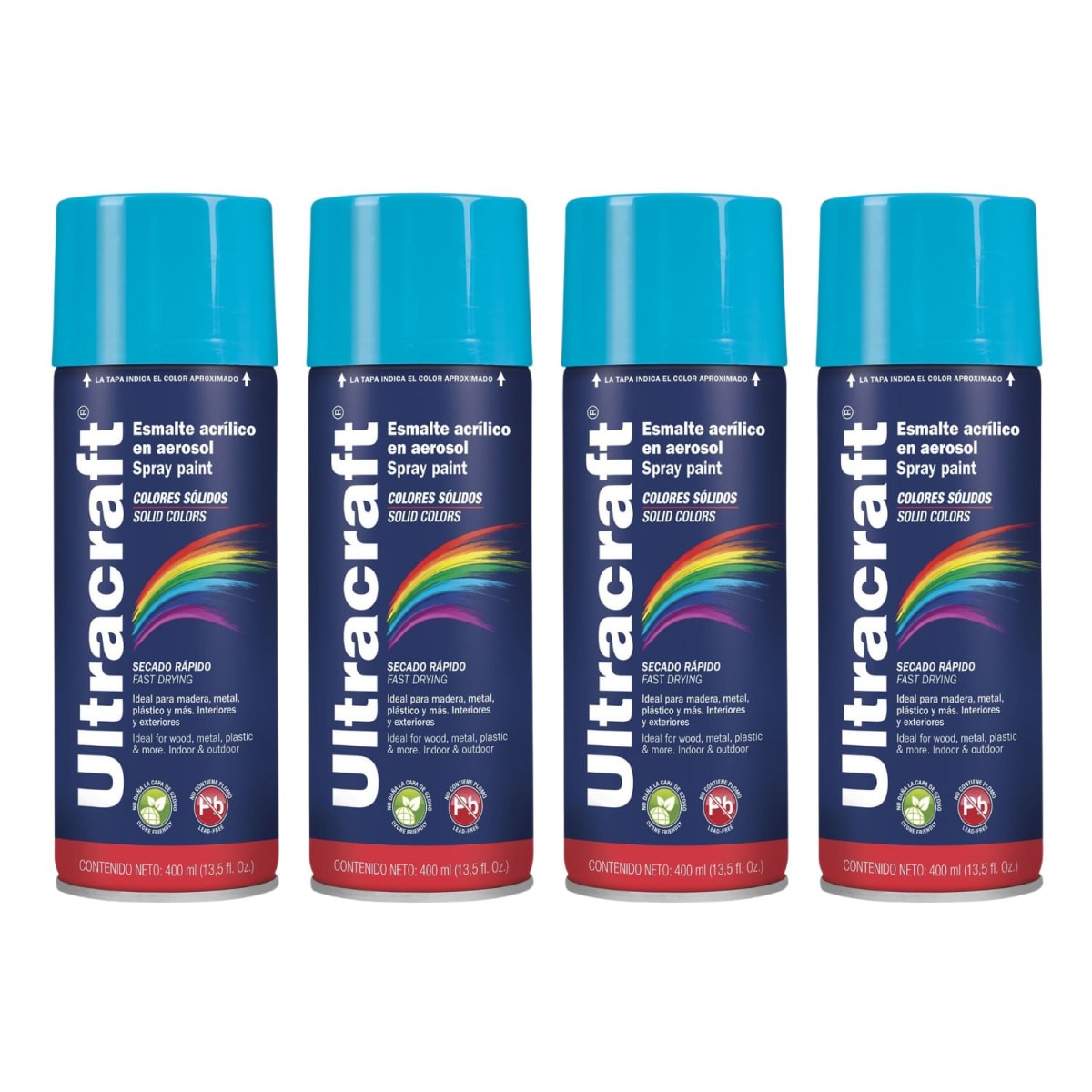 Pintura Spray Color Azul Celeste x4 Unidades Ultracraft1