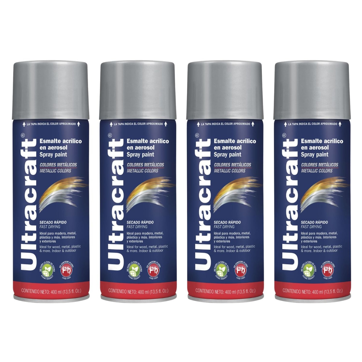 Pintura Spray Color Aluminio x4 Unidades Ultracraft1
