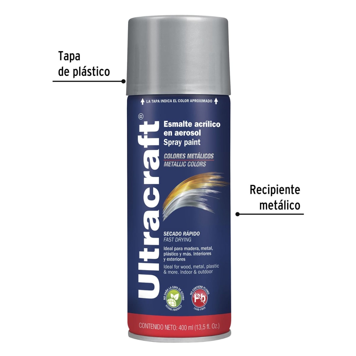 Pintura Spray Color Aluminio x4 Unidades Ultracraft3