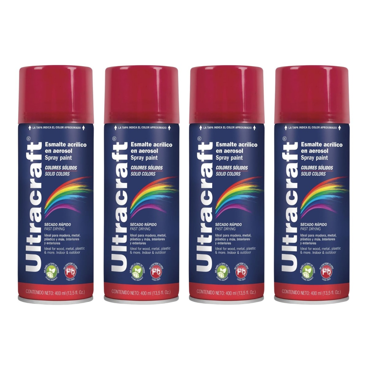 Pintura Spray Color Rojo Fuego x4 Unidades Ultracraft1