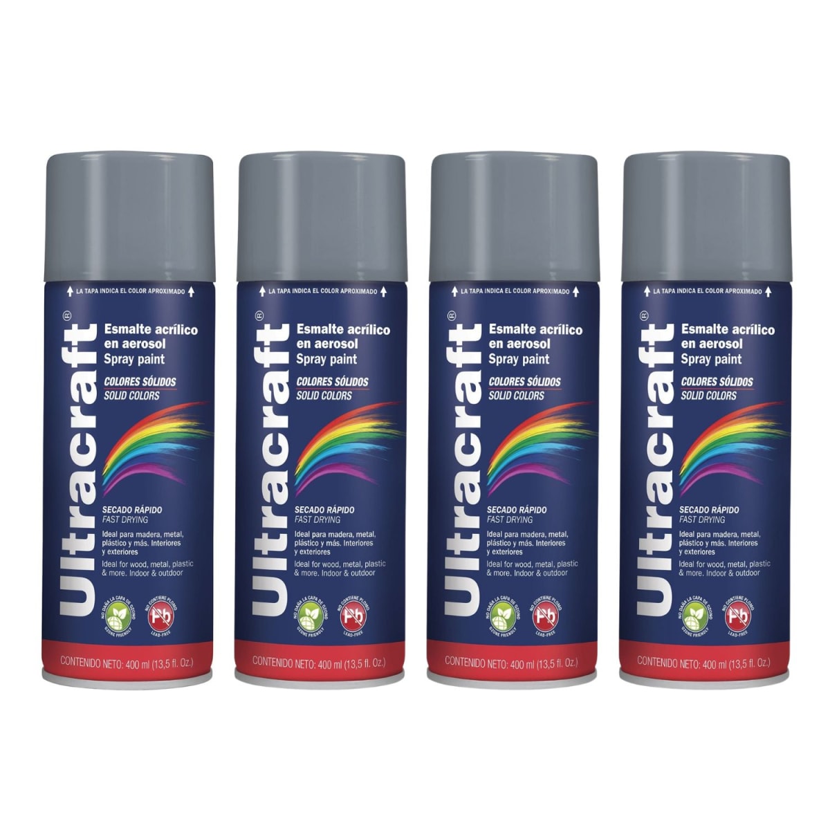 Pintura Spray Color Gris x4 Unidades Ultracraft1