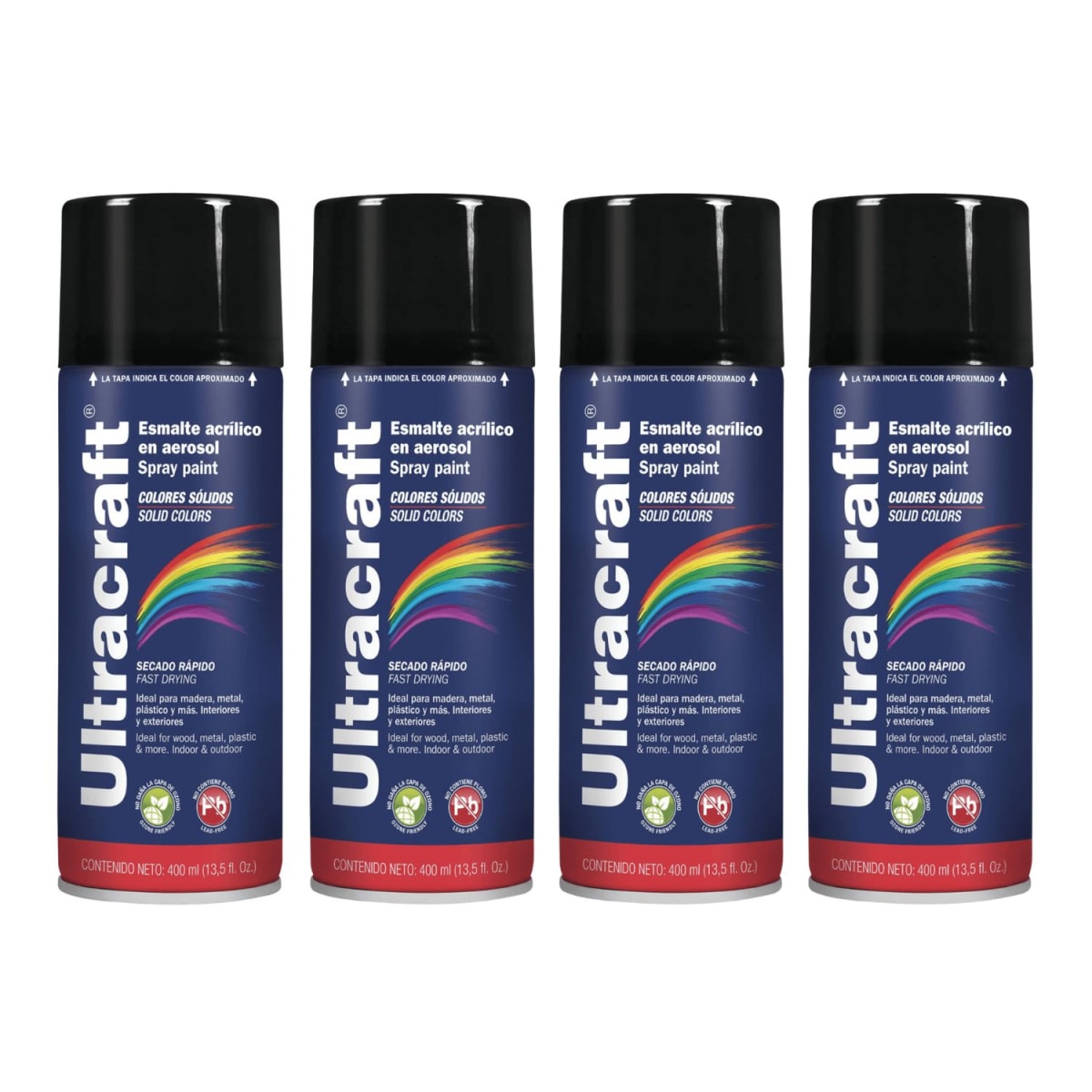 Pintura Spray Color Negro Mate x4 Unidades Ultracraft1