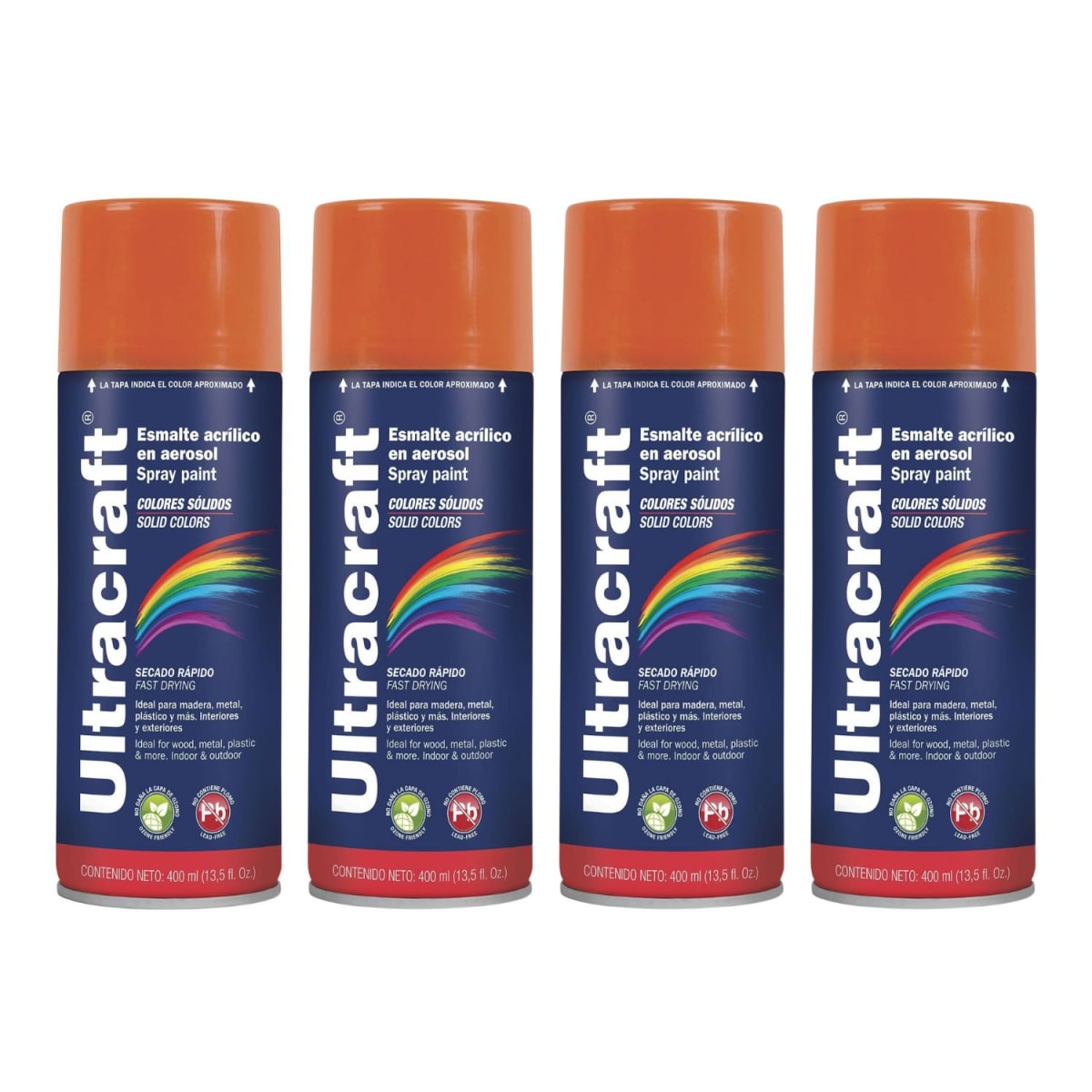 Pintura Spray Color Naranja x4 Unidades ULTRACRAF1