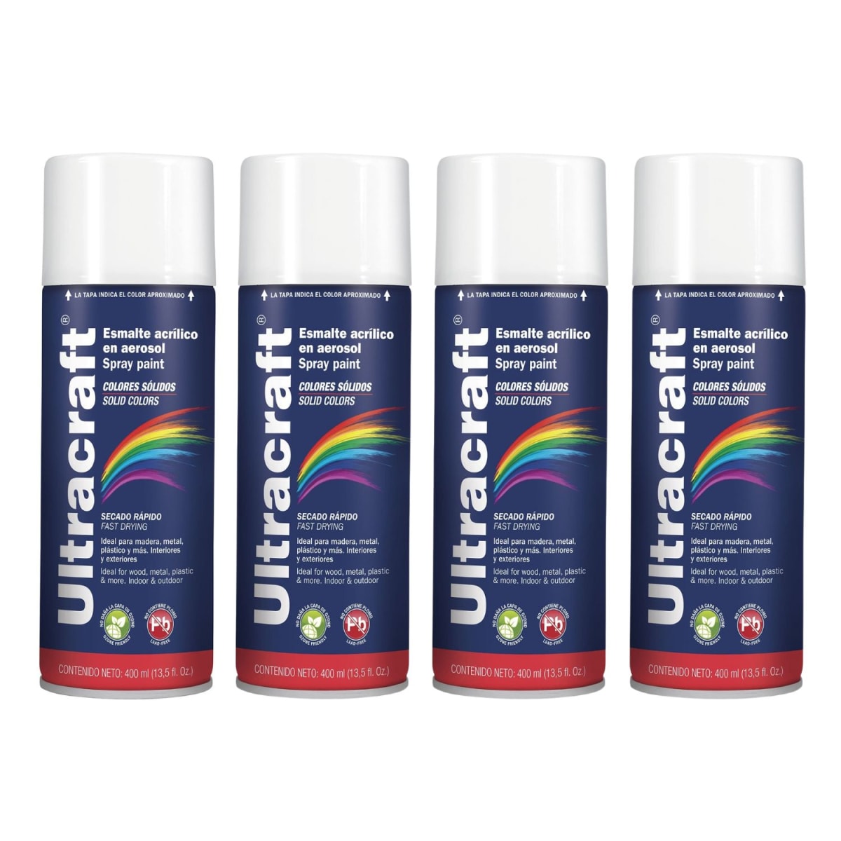 Pintura Spray Color Blanco Mate x4 Unidades Ultracraft1