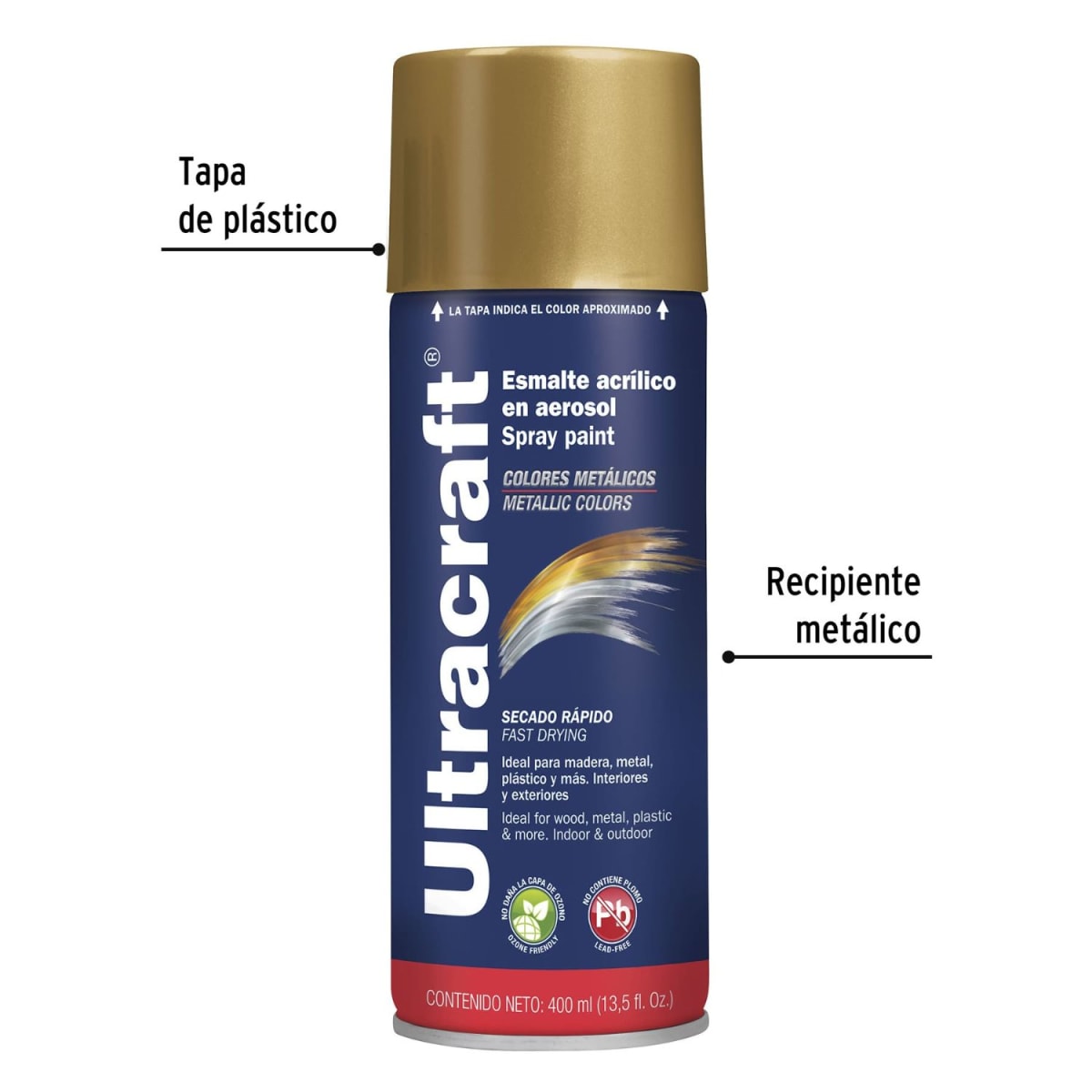 Pintura Spray Color Dorado x4 Unidades Ultracraft3