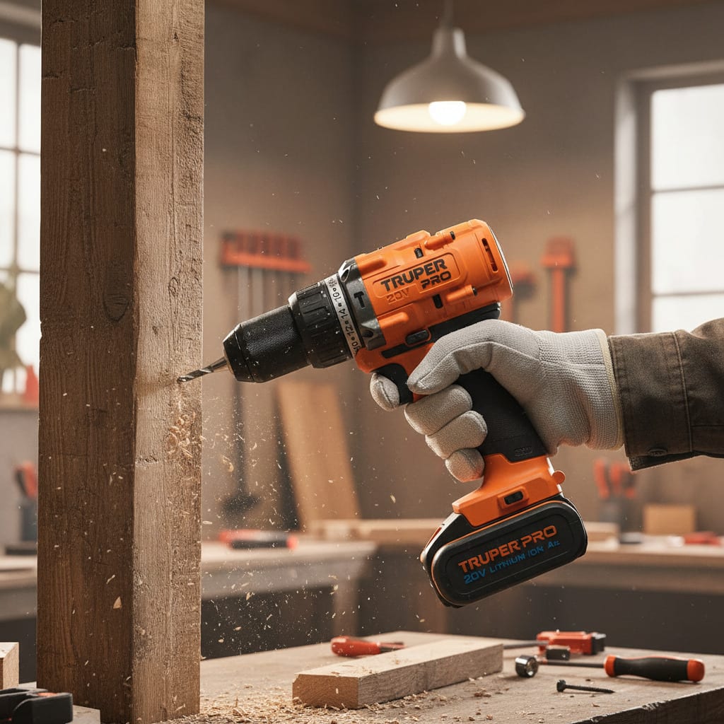 Taladro Percutor 20V + 2 Baterias 4 Ah + Cargador Truper8