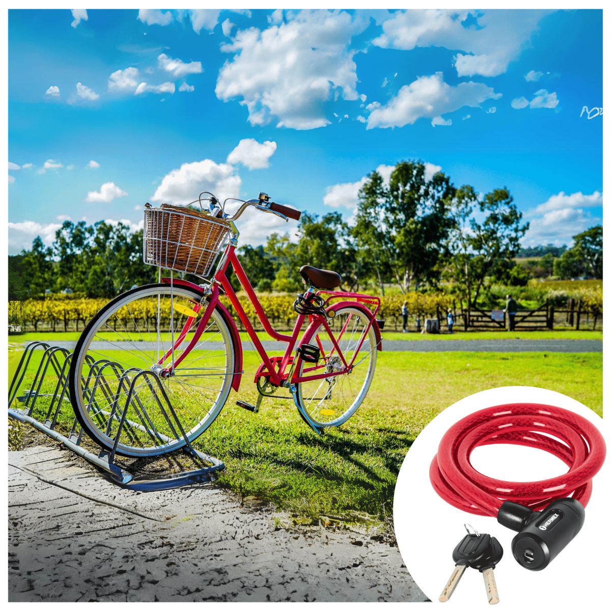 Candado de cable con llave 15mm x 1.20 m para bicicleta hermex5