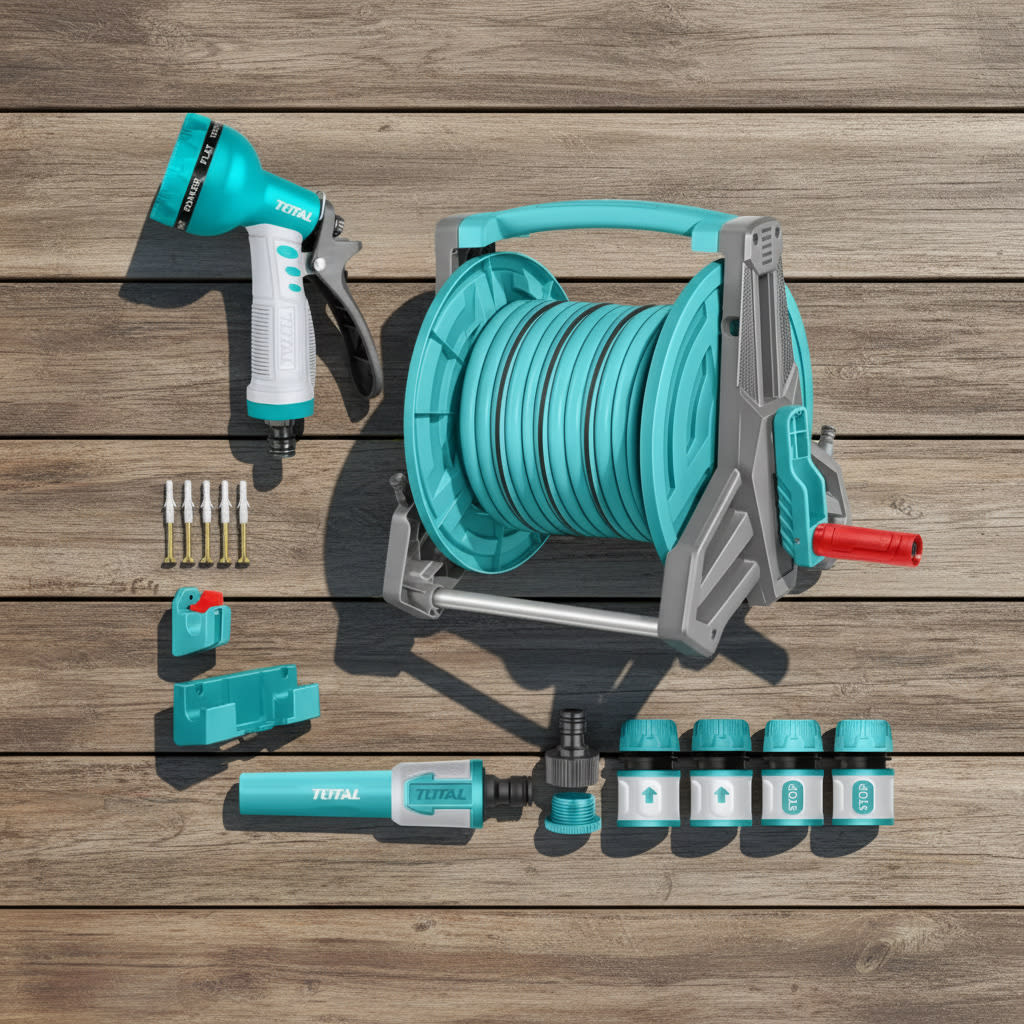 Pistola de Riego 9 funciones + manguera 20mts + conectores Total2