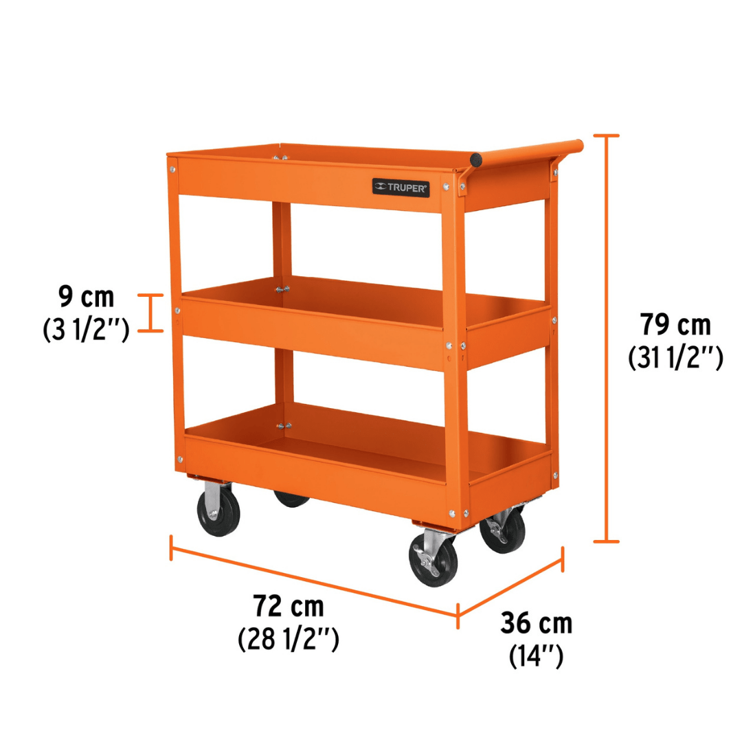 Combo carro de servicio 3 charolas + cama de plastico truper3