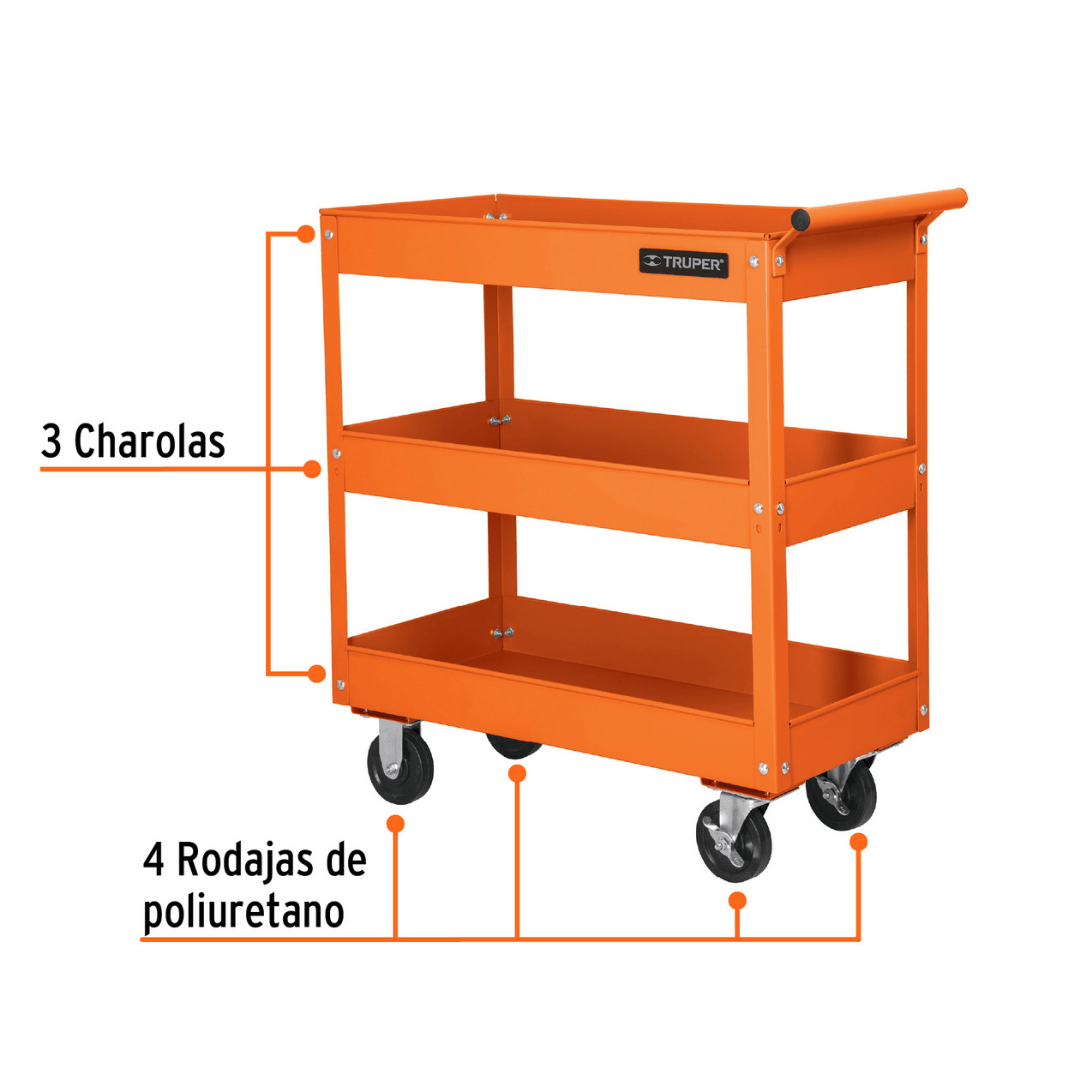 Combo carro de servicio 3 charolas + cama de plastico truper4