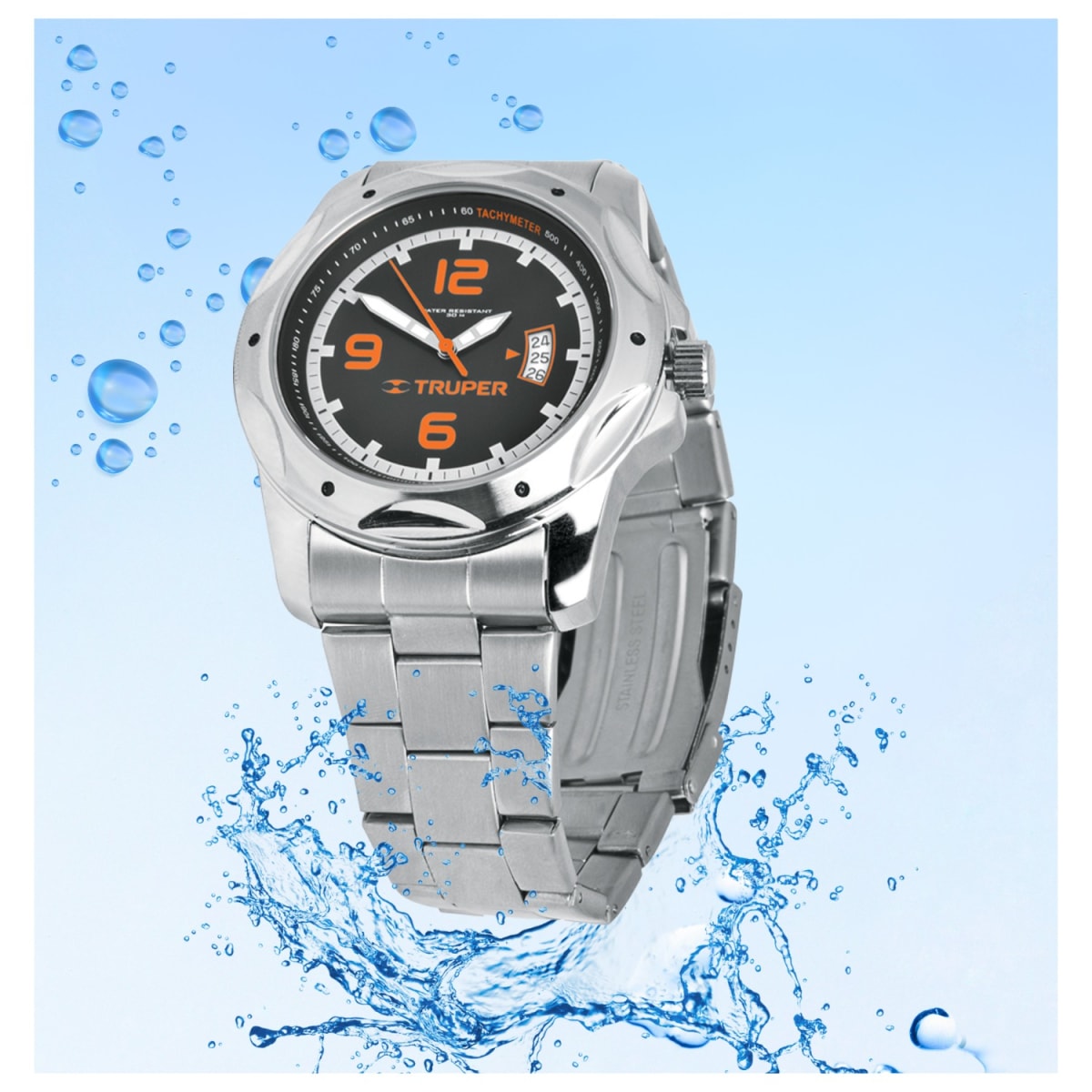 Reloj para caballero acuático correa de acero inoxidable Truper4