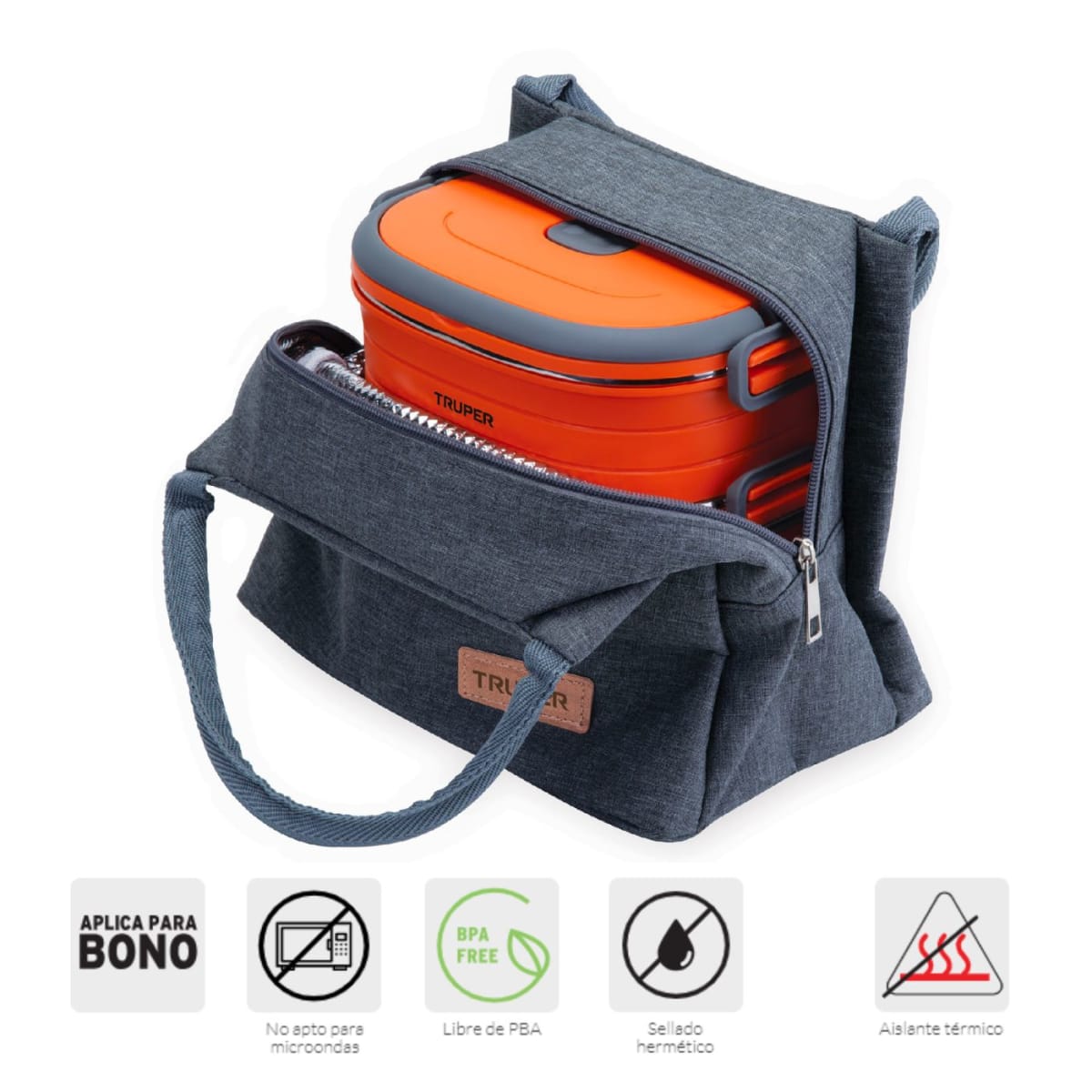 Mochila porta laptop + lonchera térmica + tomatodo Truper7