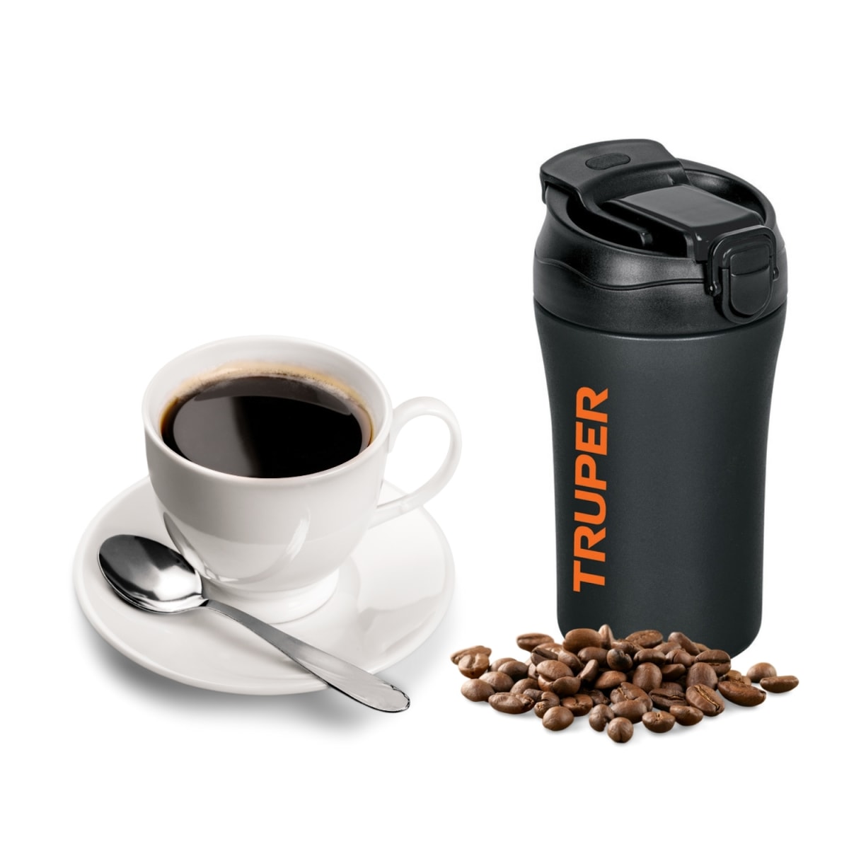 Termo de Acero Inoxidable 400ml + Tomatodo de Plástico 740ml Truper7