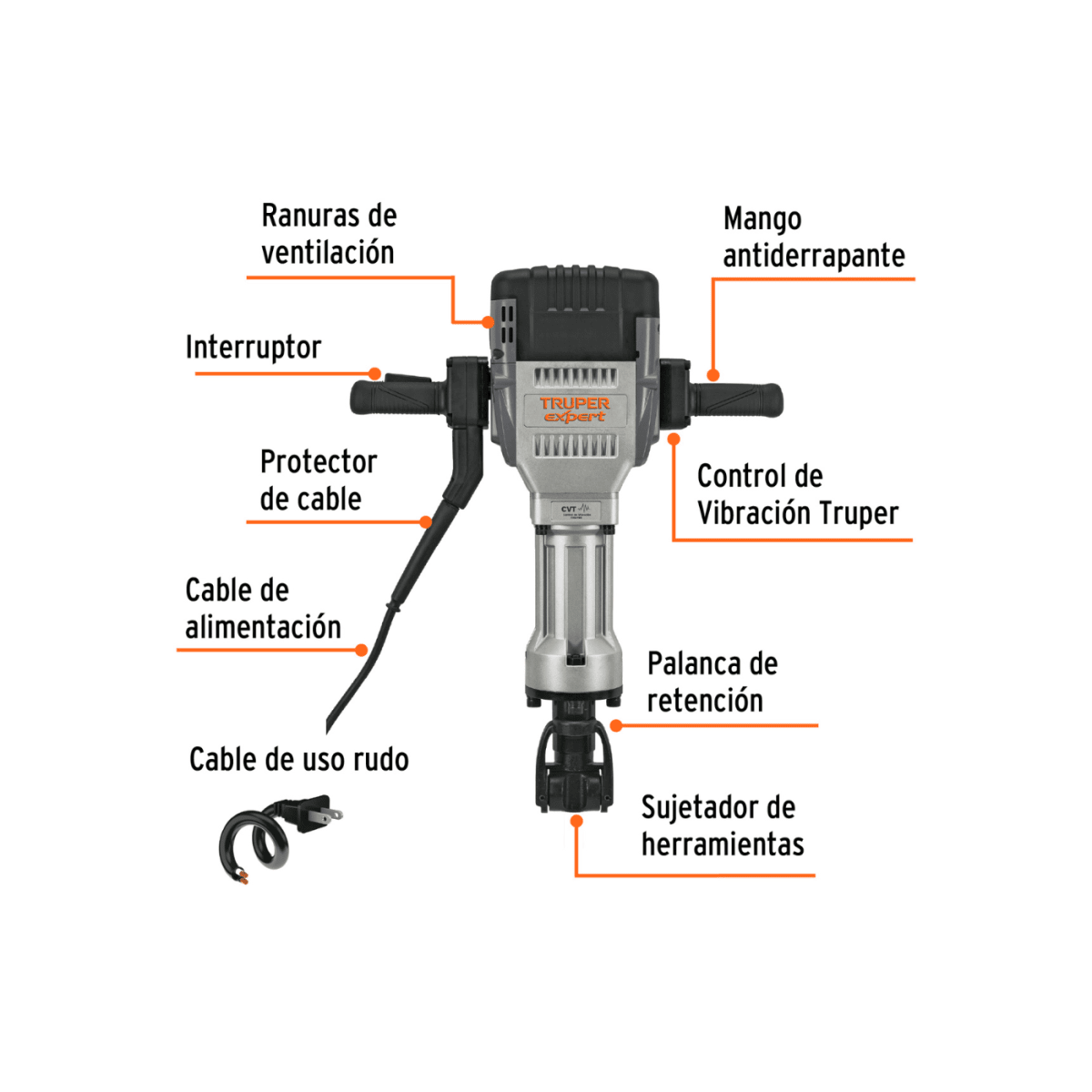 Martillo Demoledor Hexagonal 2000W 62 Joules Truper Expert4