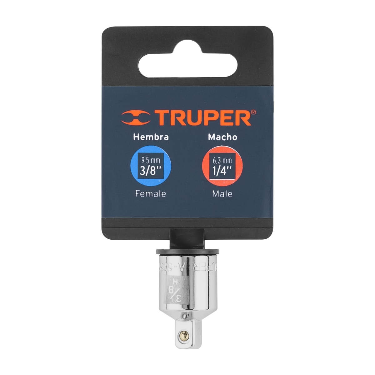 Adaptador para matraca de cuadro 3/8'' a cuadro 1/4''. Truper4