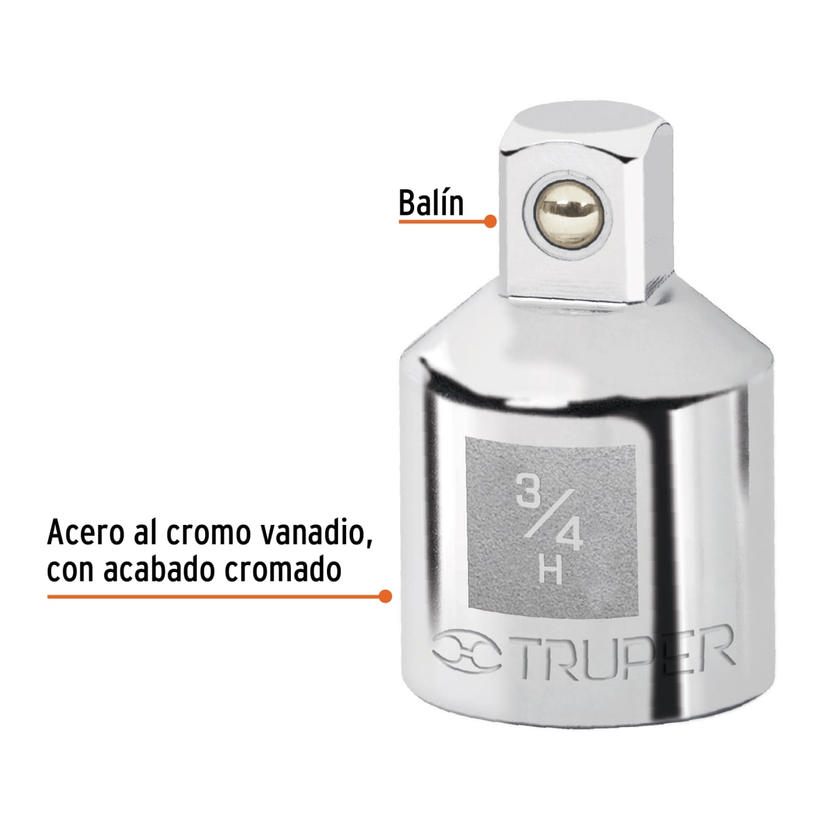 Adaptador para ratchet de encastre 3/4'' a encastre 1/2'' Truper2