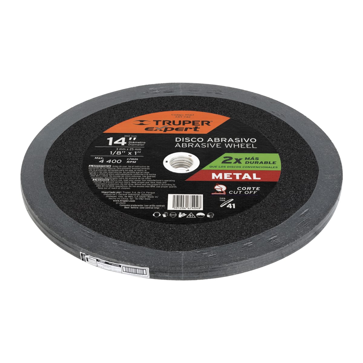 Disco tipo 41 de 14'' x 3 mm para corte de metal expert Truper4