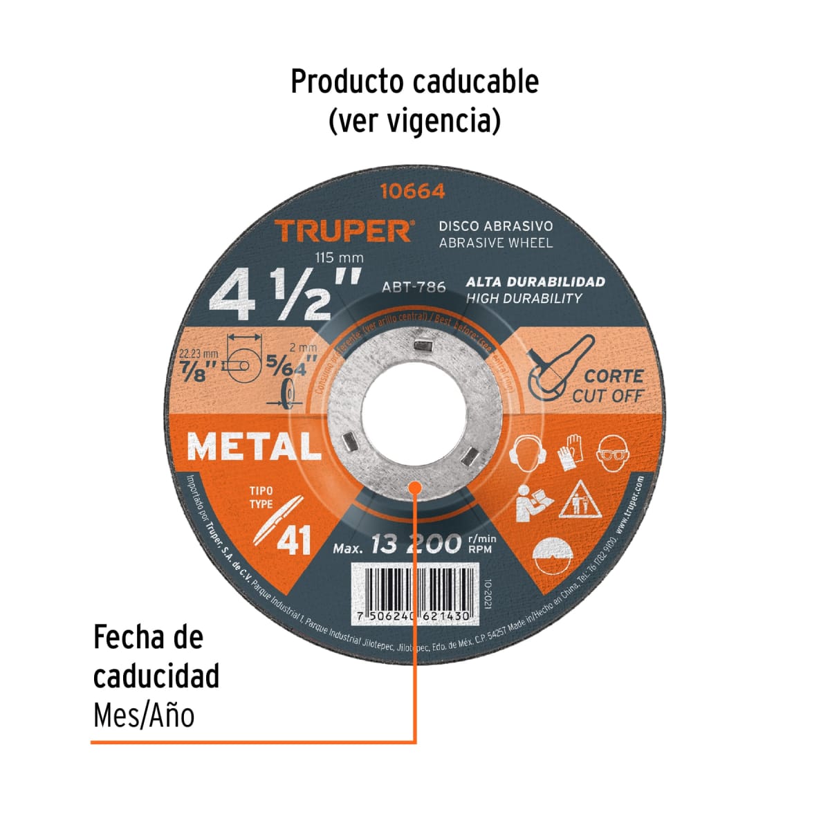 Disco de 4-1/2'' para corte de metal. tipo 41. Truper3