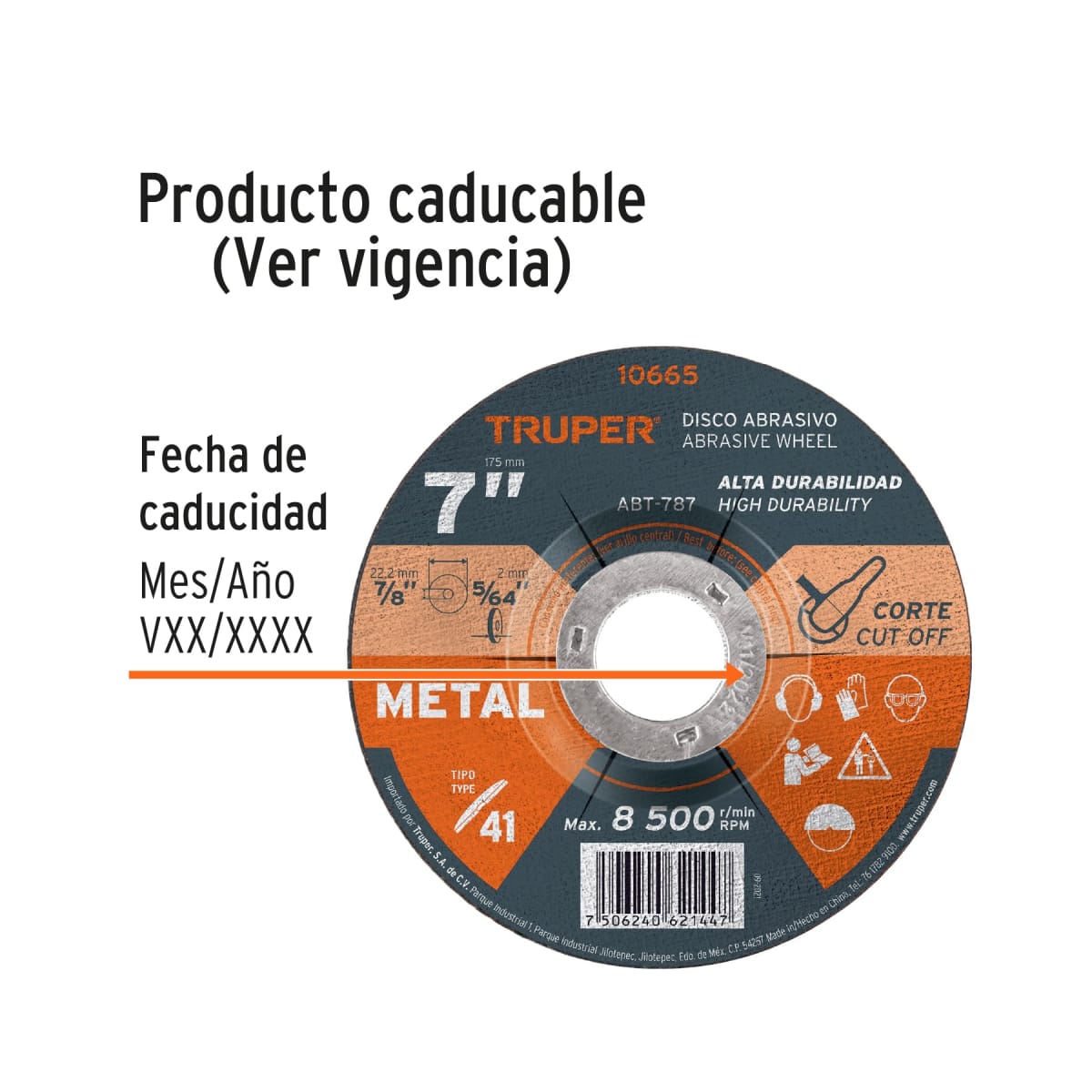 Disco de 7´´ para corte de metal, tipo 41, Truper3