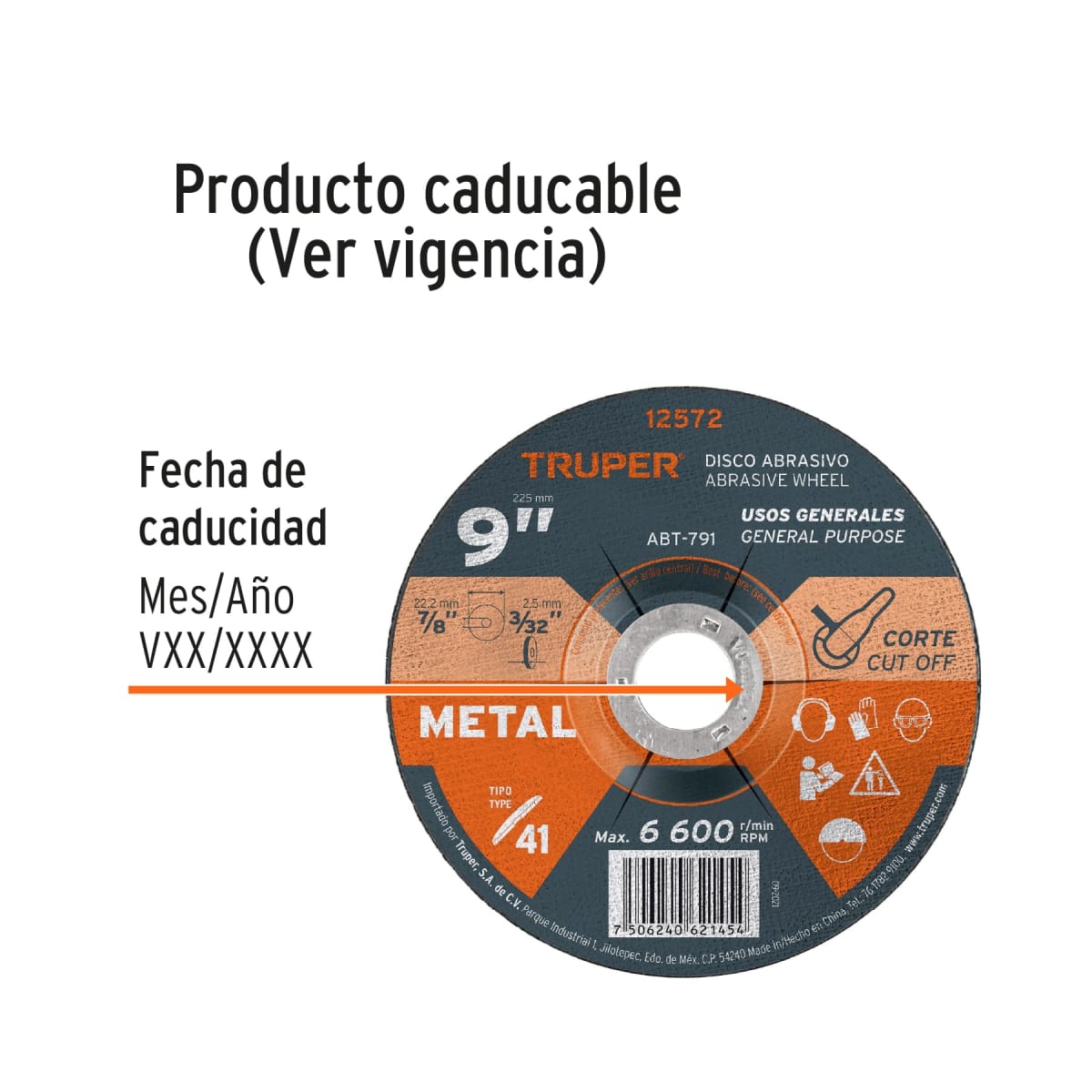 Disco de 9´´ para corte de metal, tipo 41, Truper3