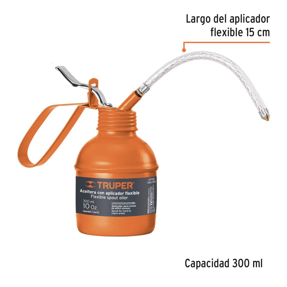 Aceitera de 300 ml 10 Oz con aplicador Flexible Truper3