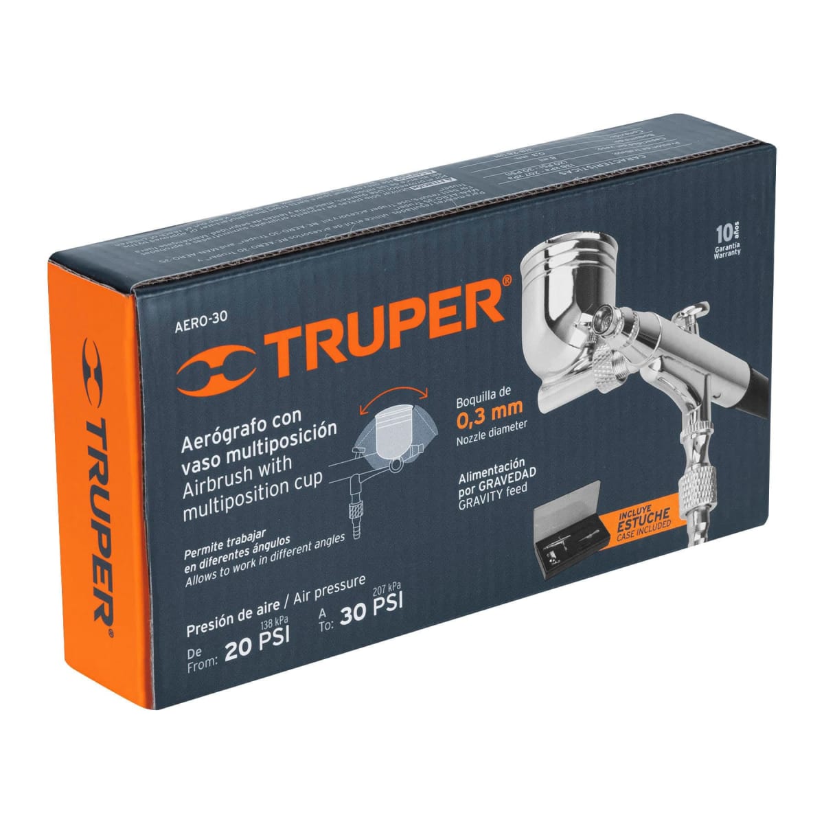 Aerógrafo de gravedad Vaso multiposición Boquilla 0.3 mm Truper1