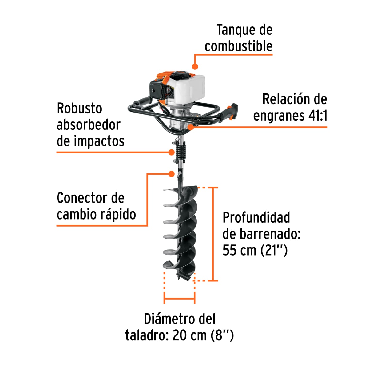 Ahoyadora a gasolina 52cc 1.9 HP Truper2