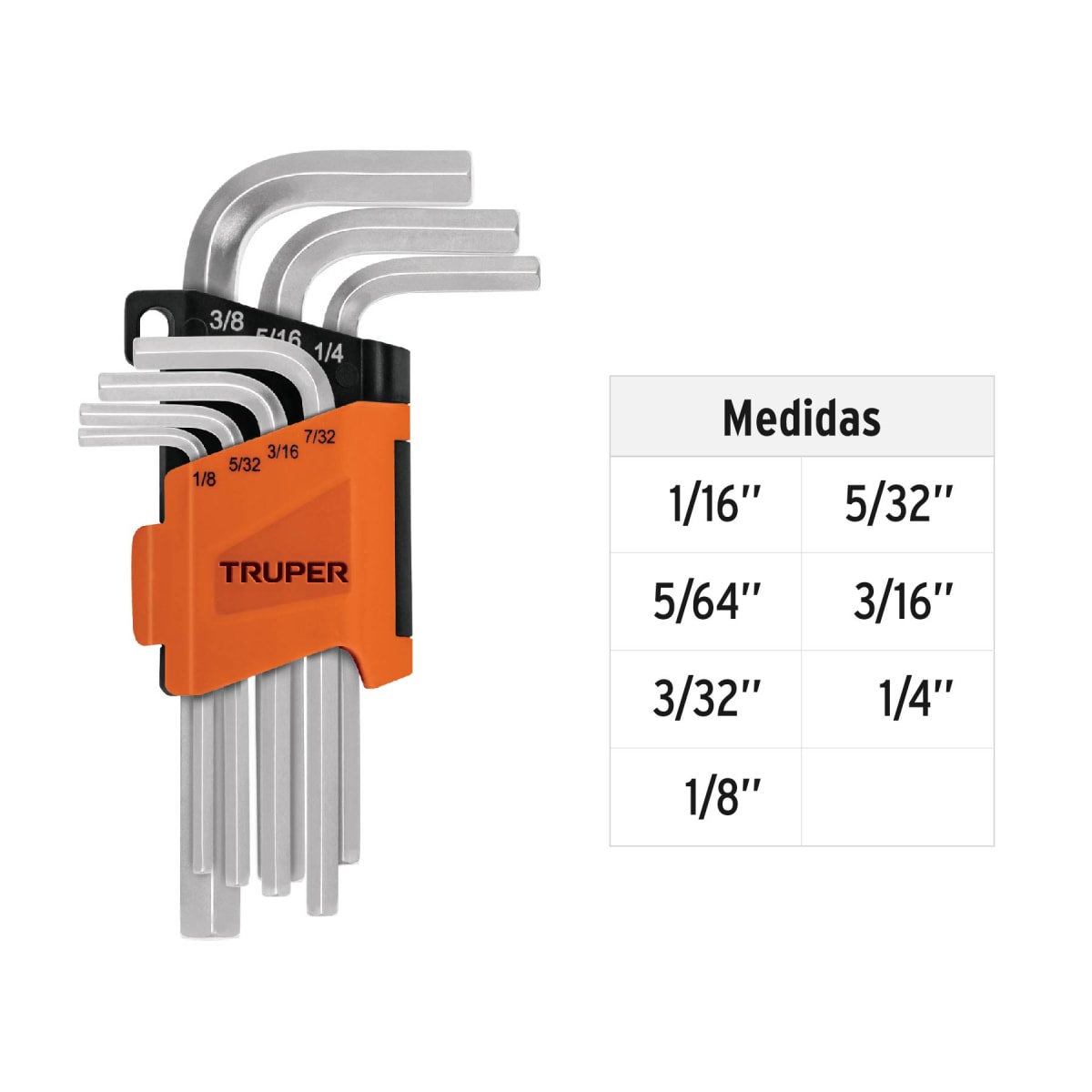 Juego 7 llaves allen std punta hexagonal con organizador Truper3